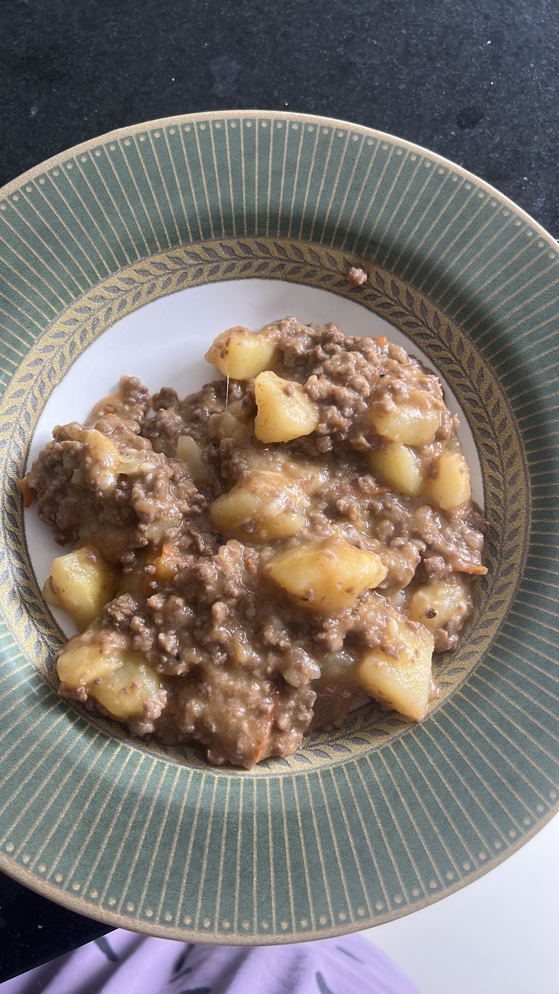 Patinho moído com batata e mussarela