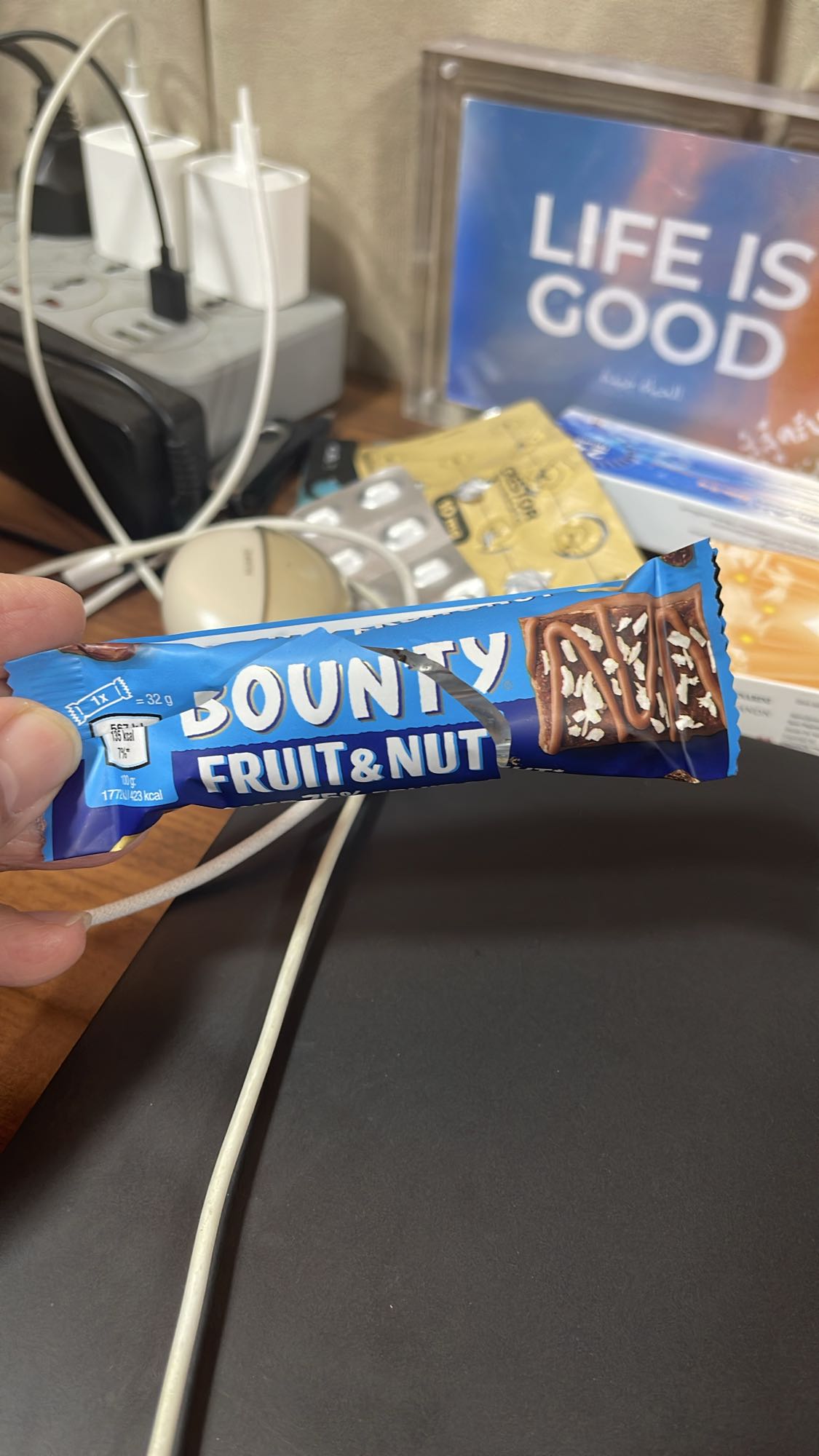 Bounty Fruit & Nut Bar with Black Coffee