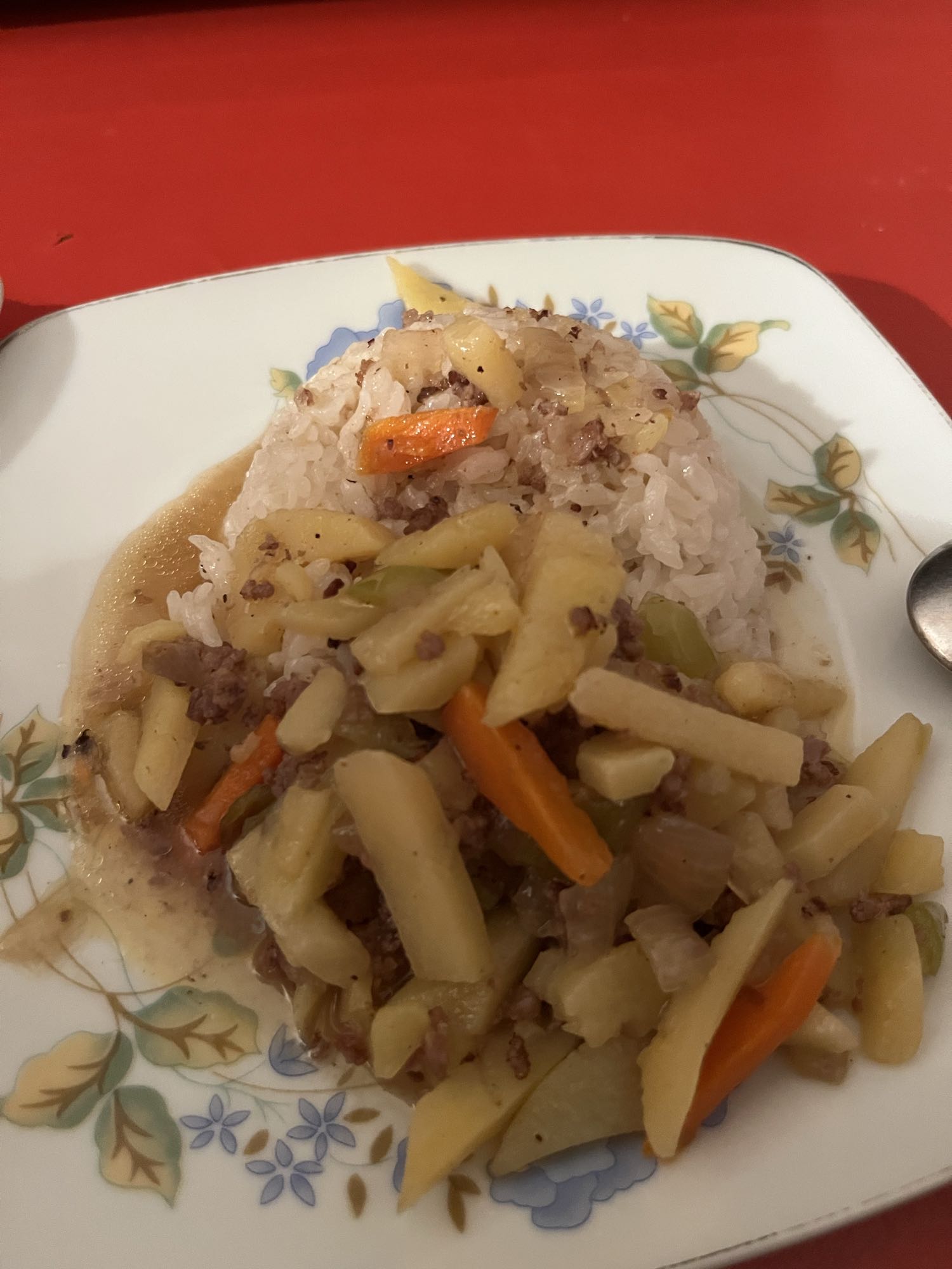 Рис с овощами и фаршем