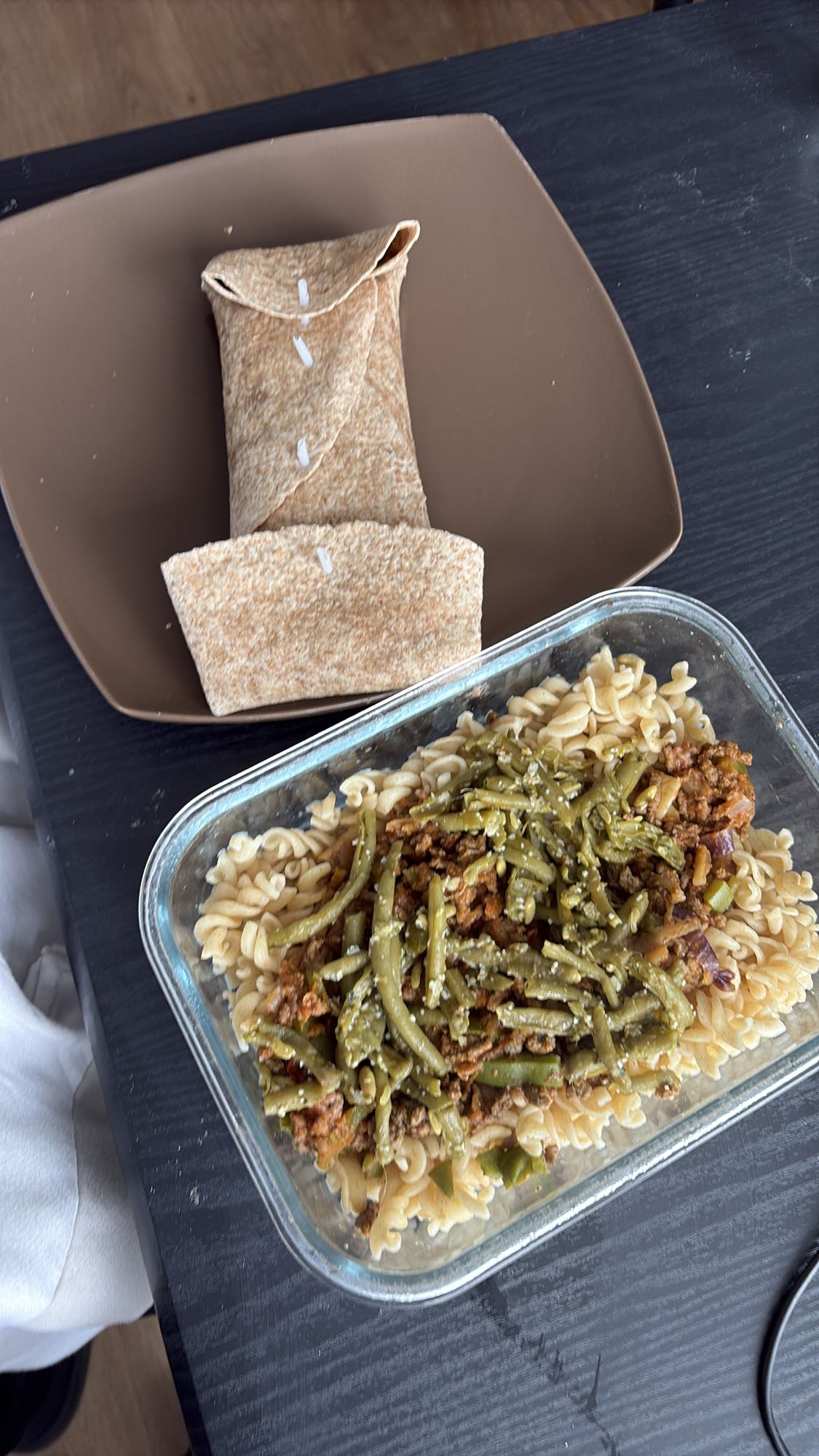 Wrap et pâtes aux haricots