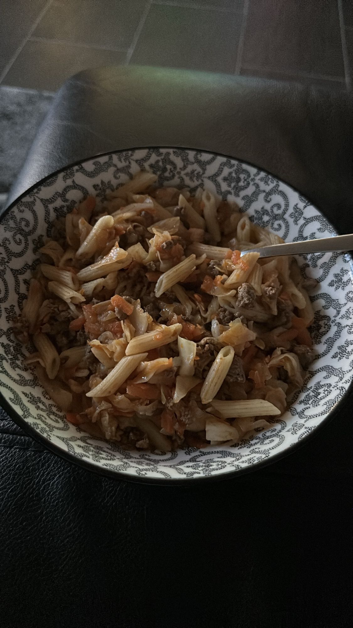 Pasta met gehakt en groenten
