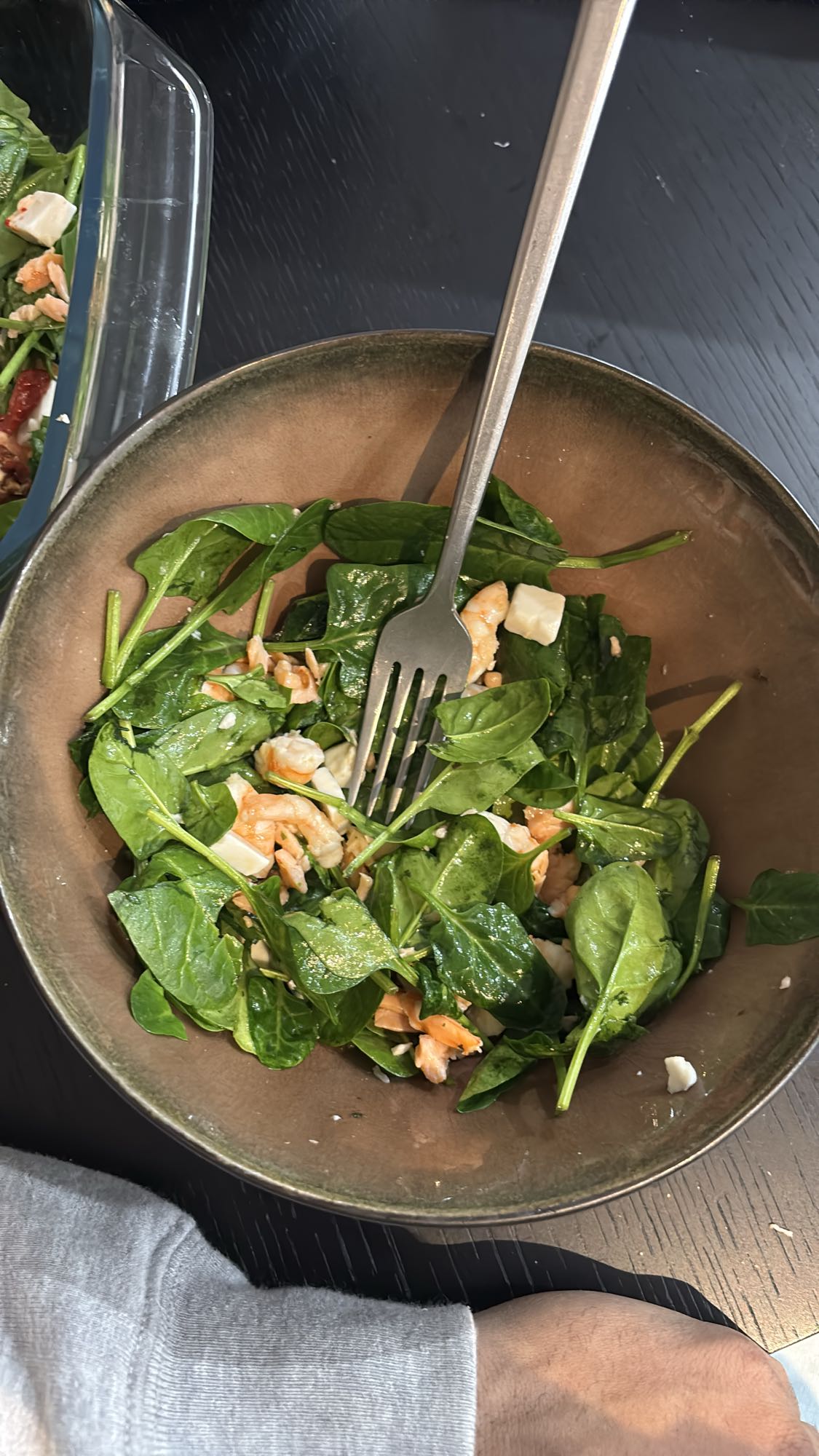 Salade épinards crevettes