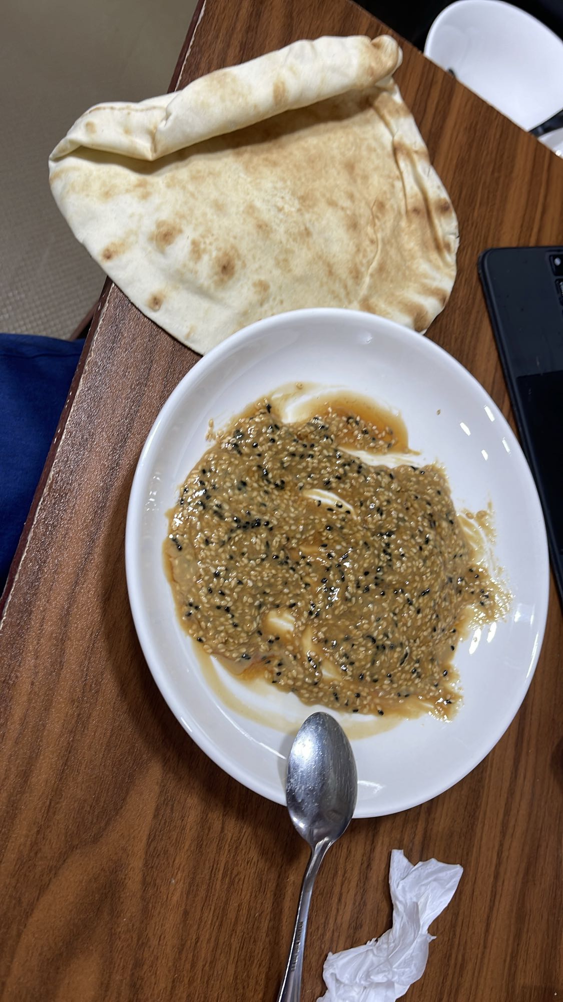 Sesame dip with flatbread