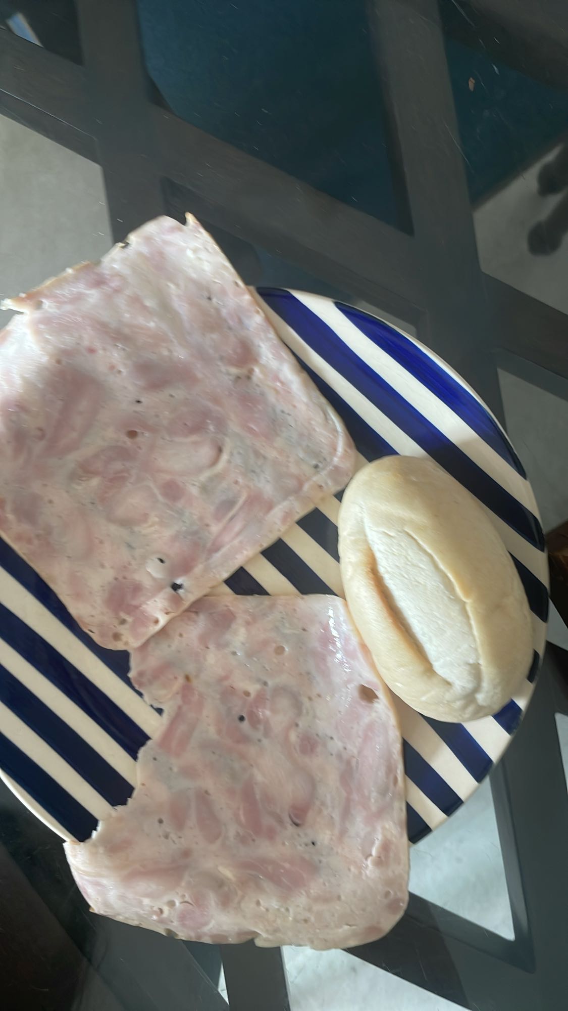 Ham and bread plate