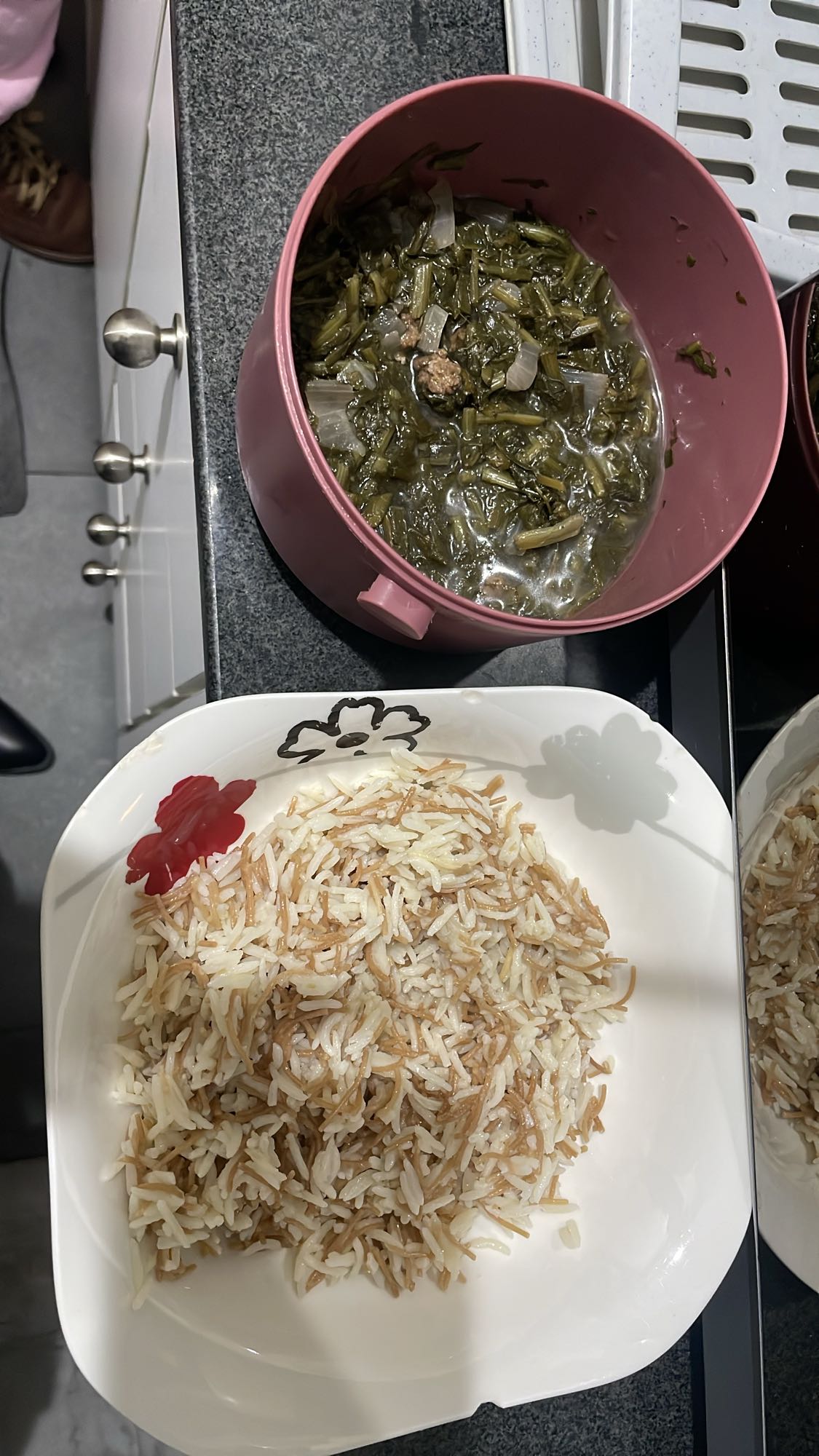 Rice with greens stew