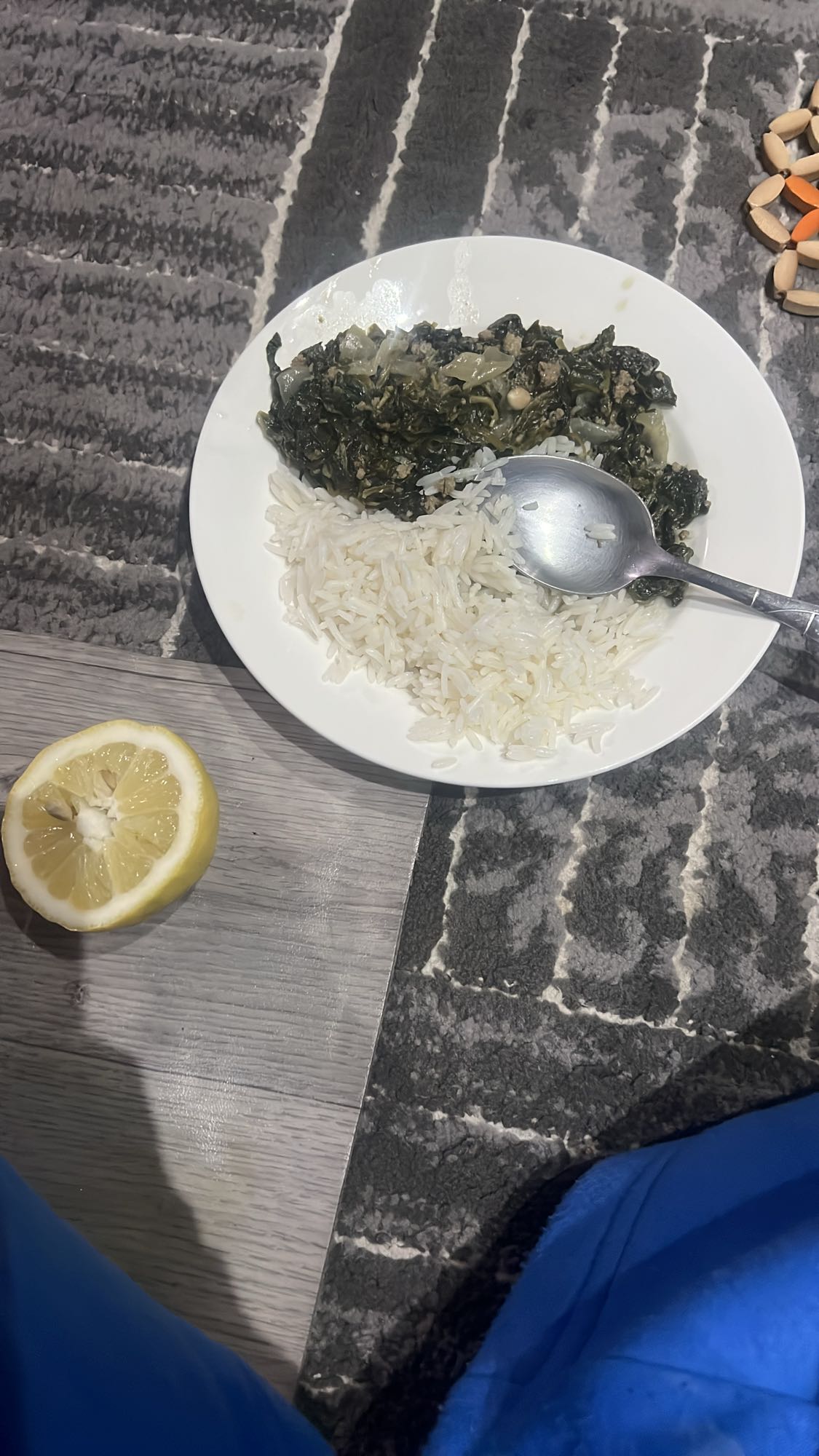 Rice with spinach stew