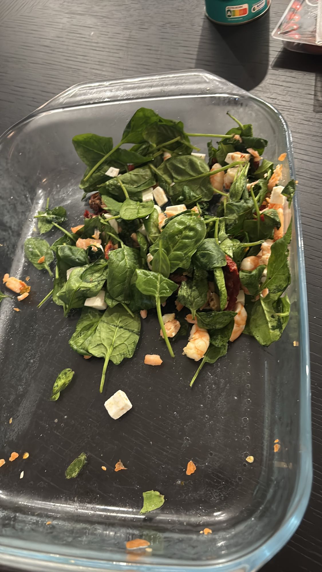 Salade épinards crevettes