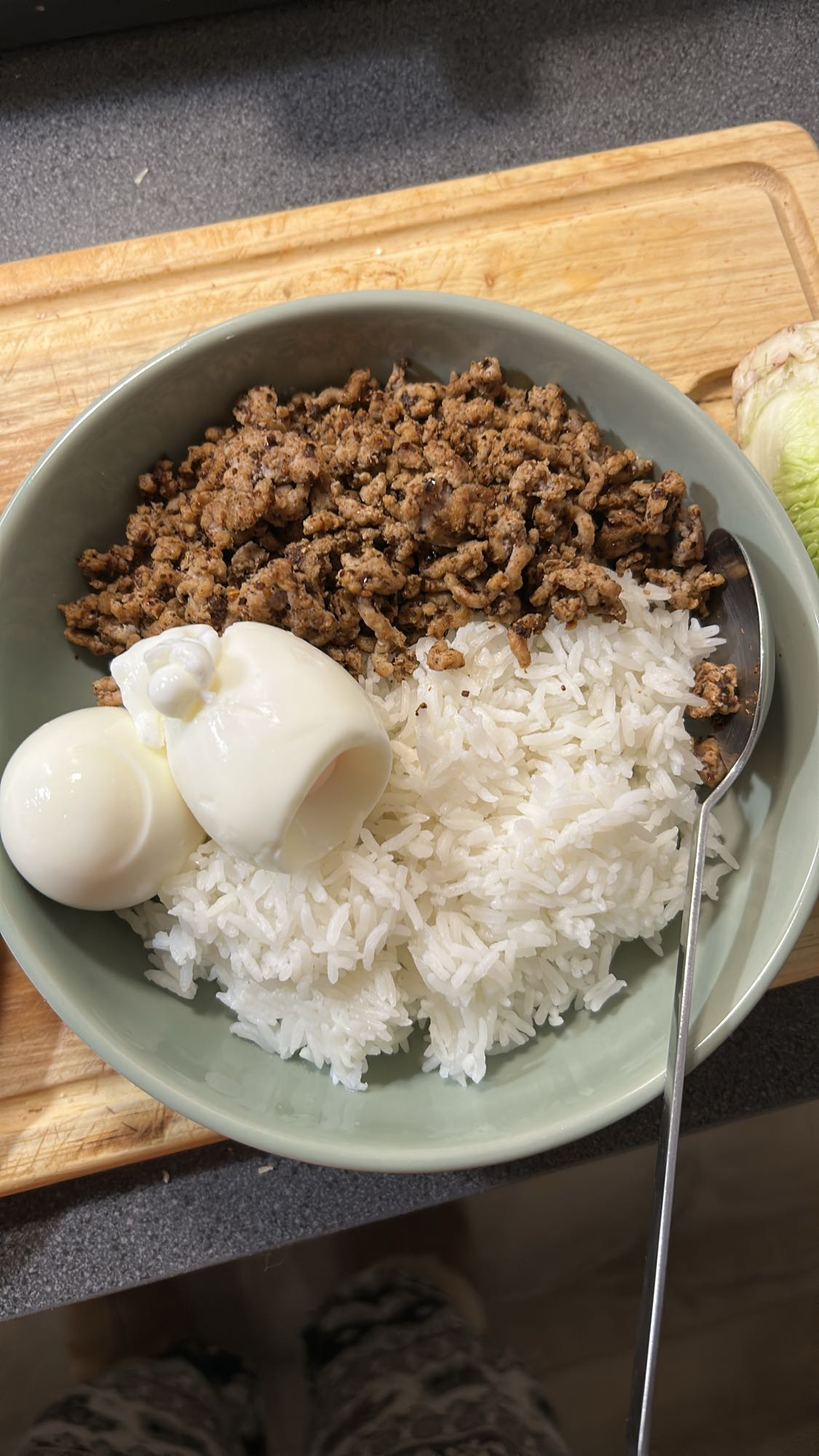 Kjøttdeig, ris og egg