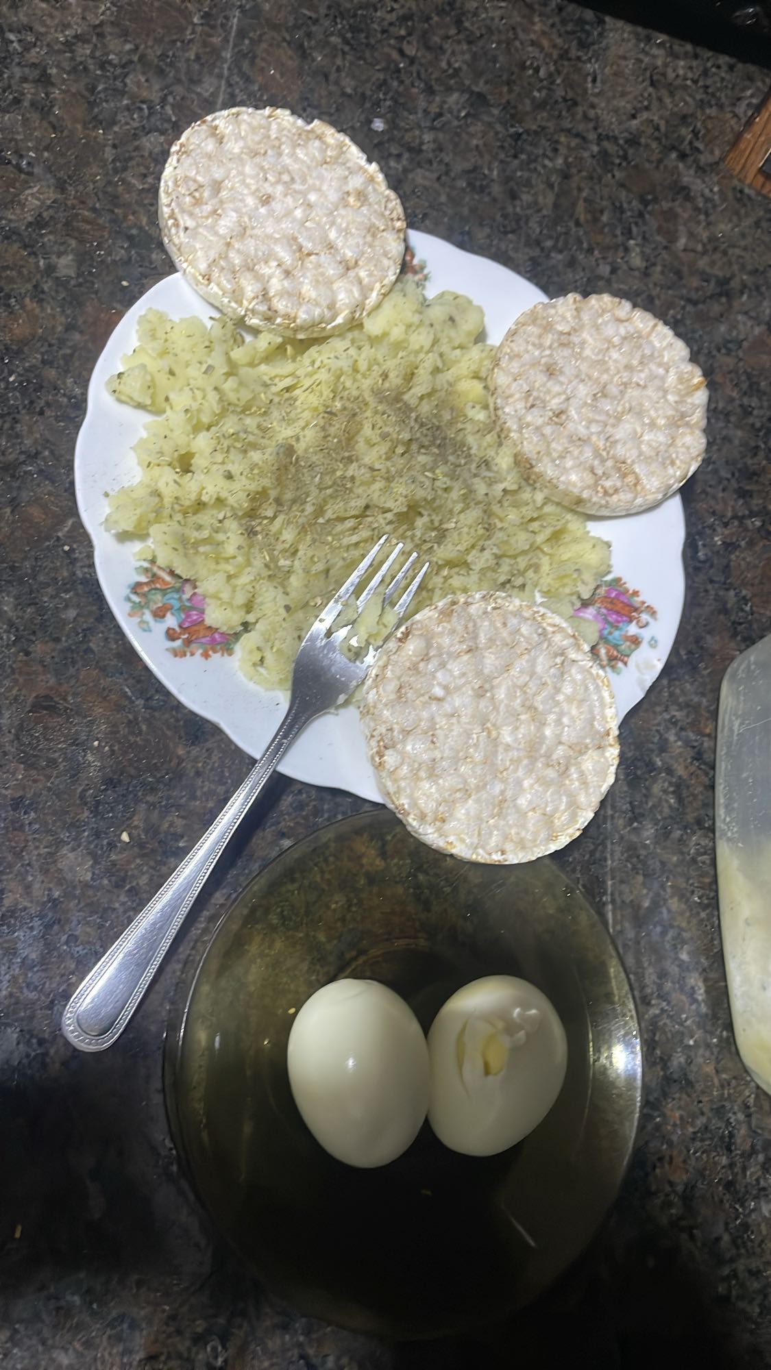 Eggs, Potatoes & Rice Cakes