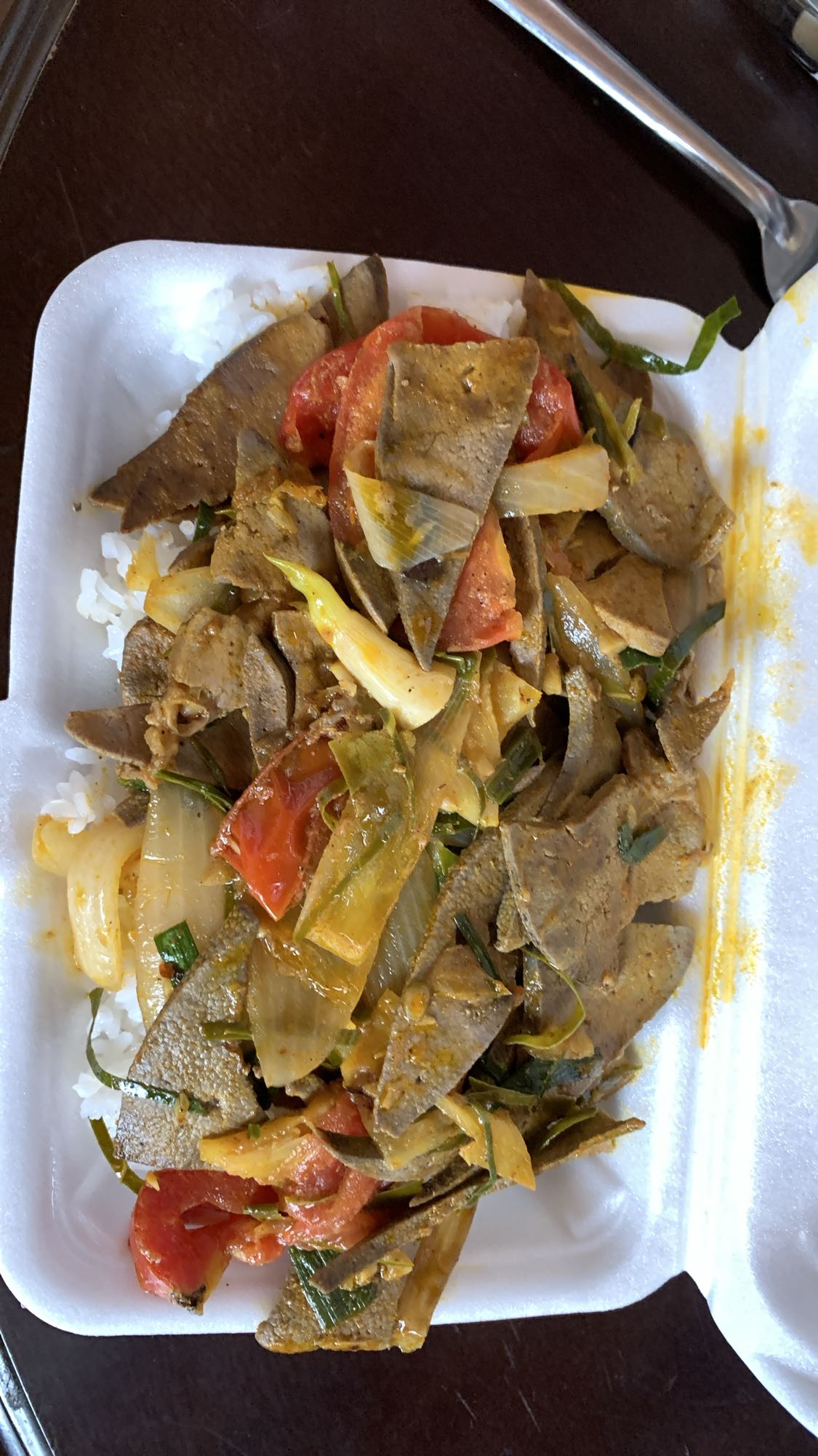 Stir-fried liver with rice