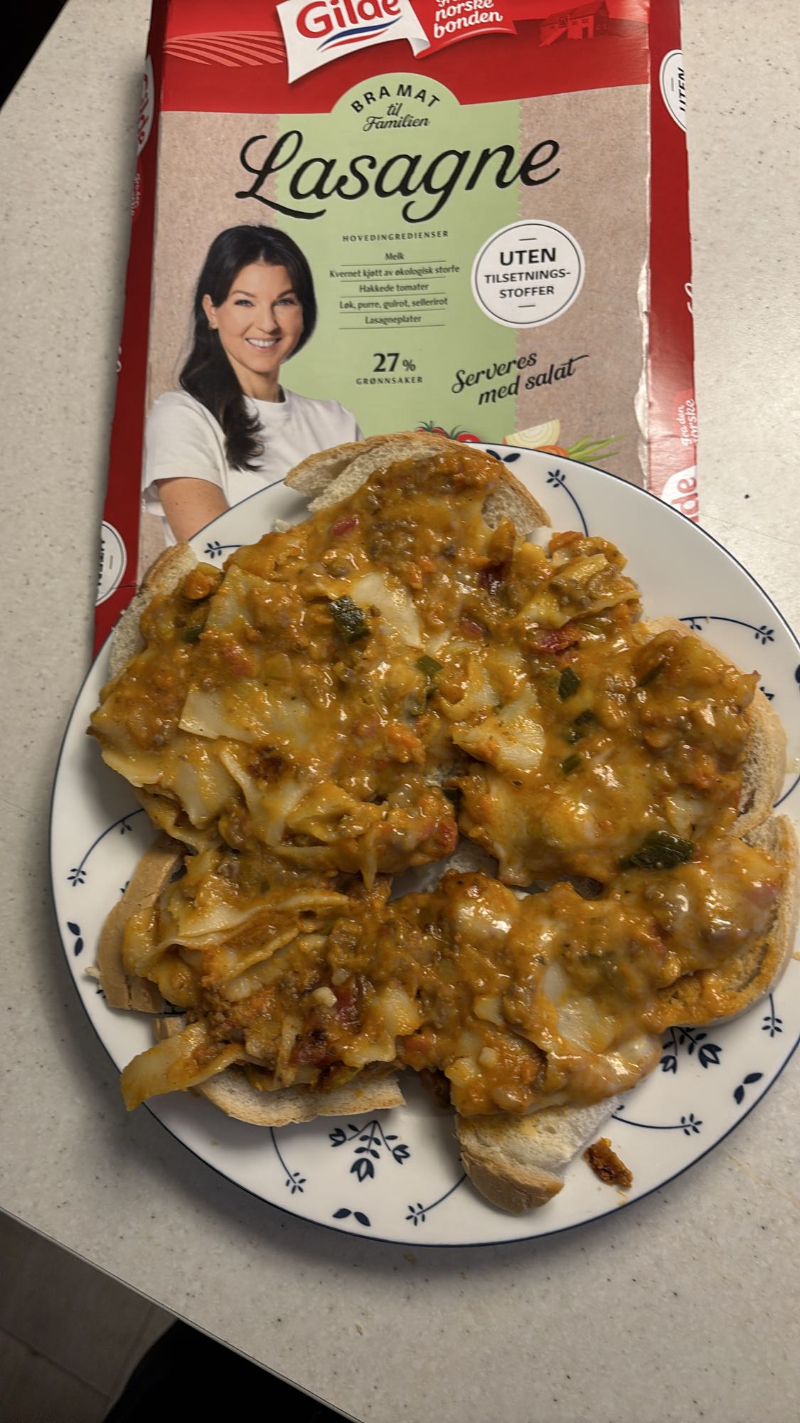 Lasagne på brødskiver