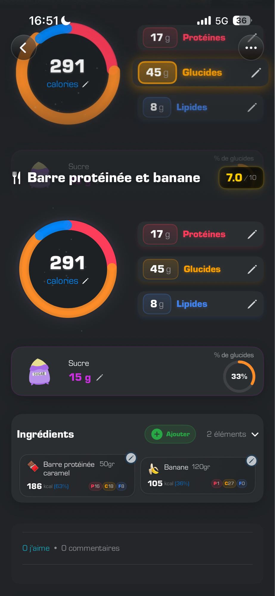 Barre protéinée et banane