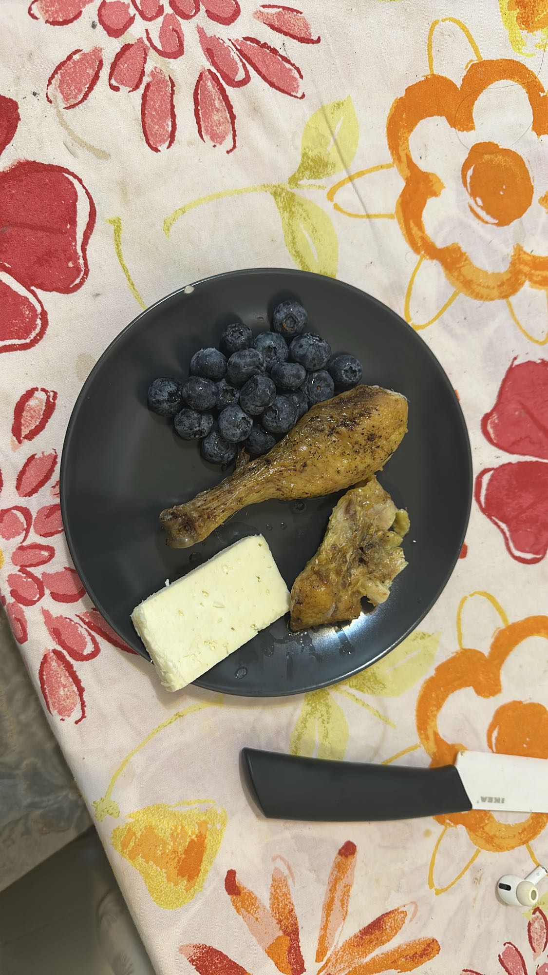 Chicken, cheese, blueberries