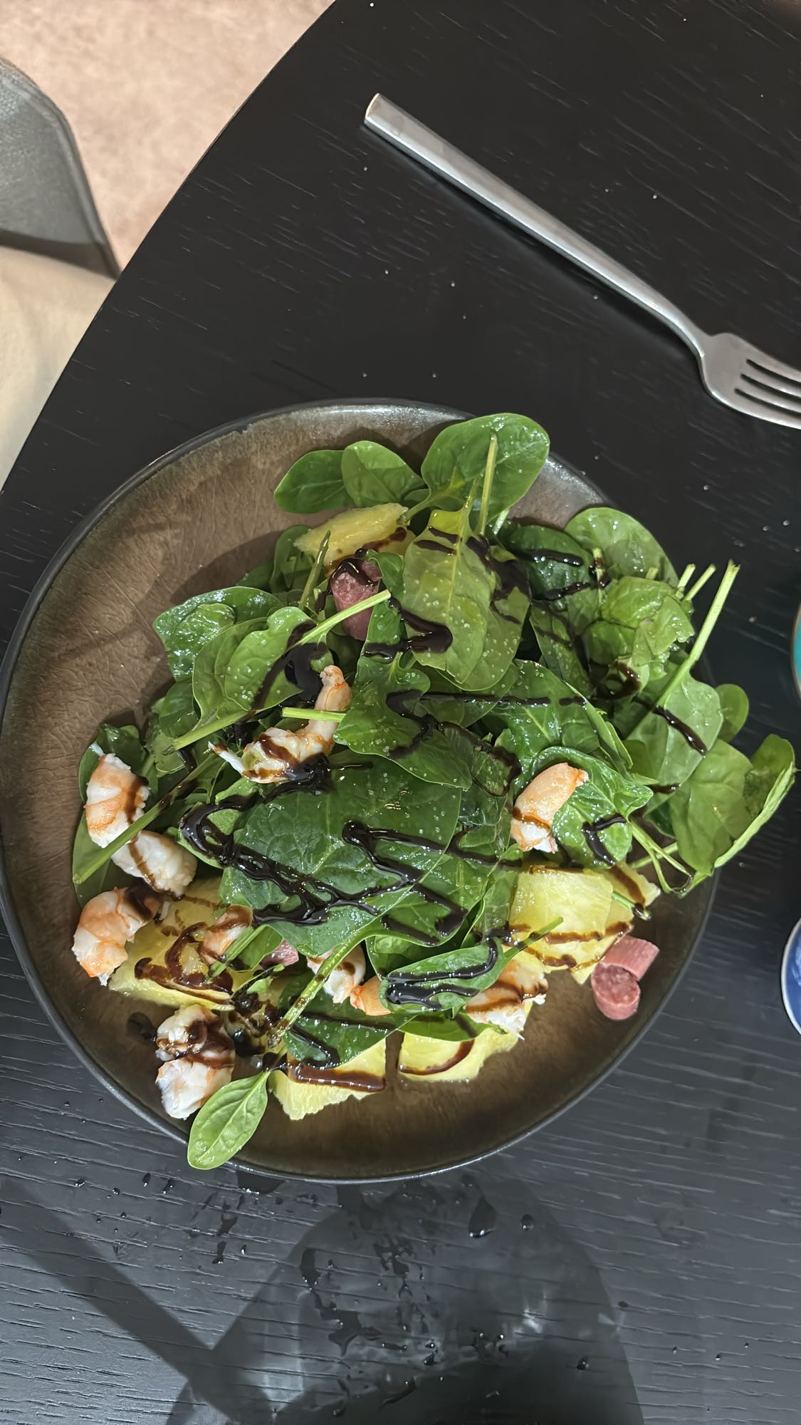 Salade crevettes épinards