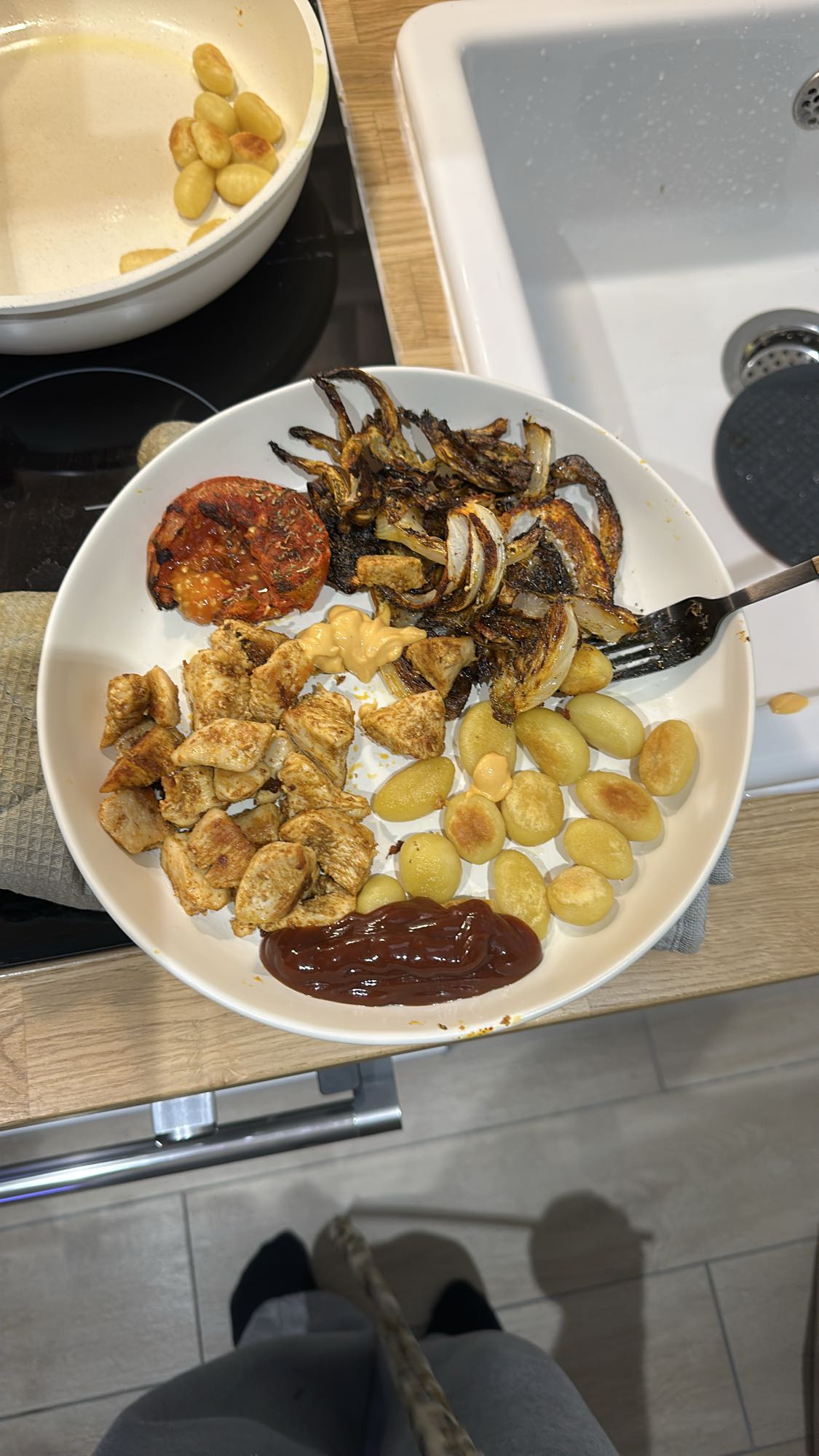Poulet et gnocchis grillés
