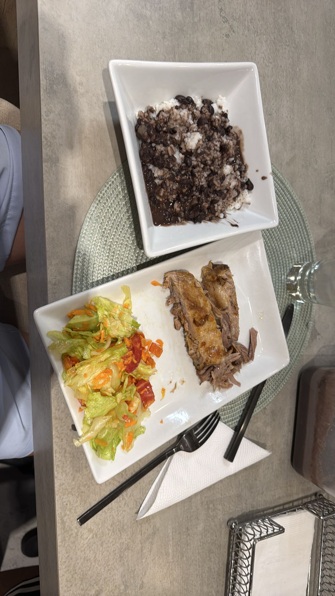 Cerdo con arroz y ensalada