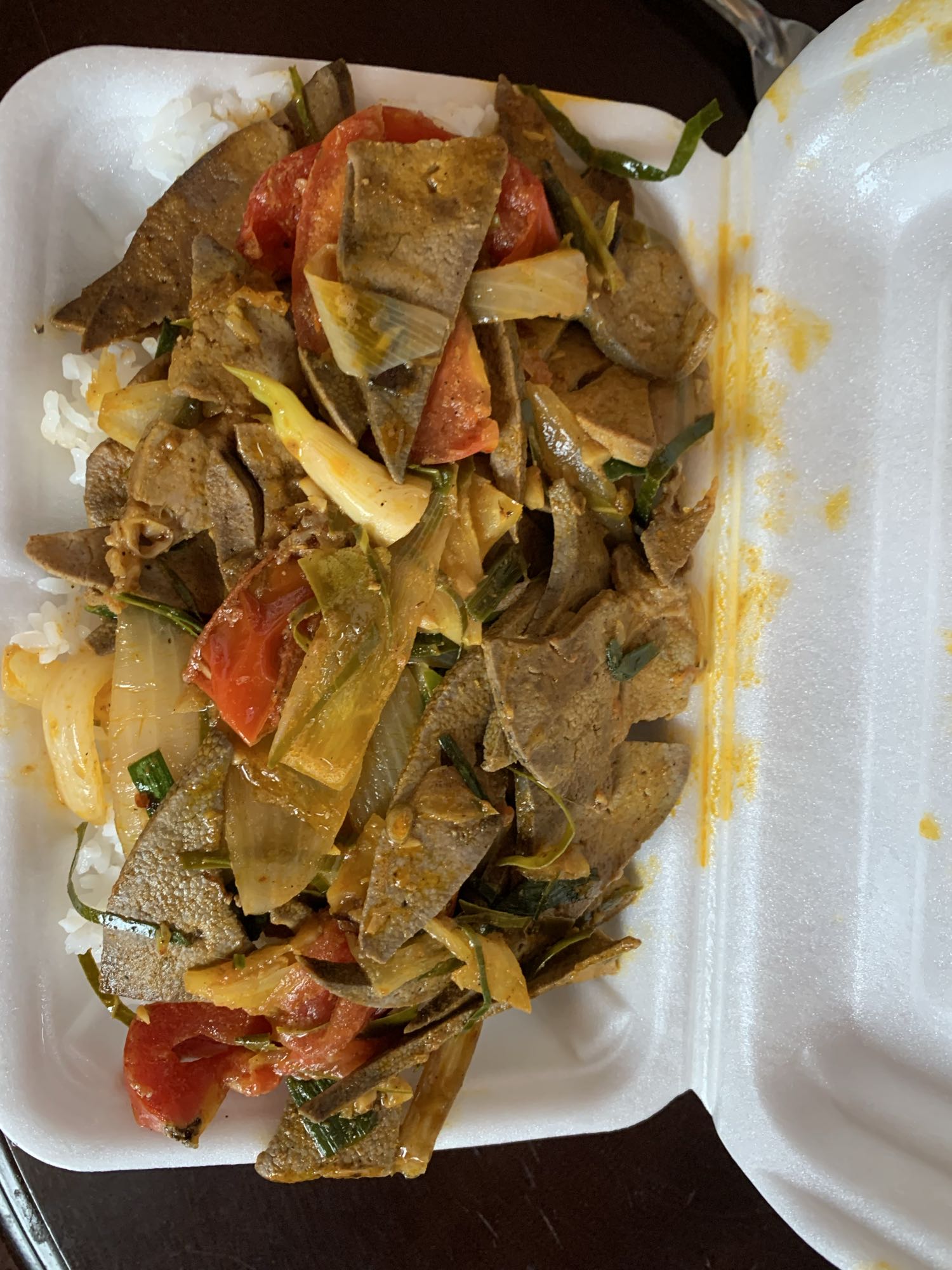 Stir-fried liver with rice