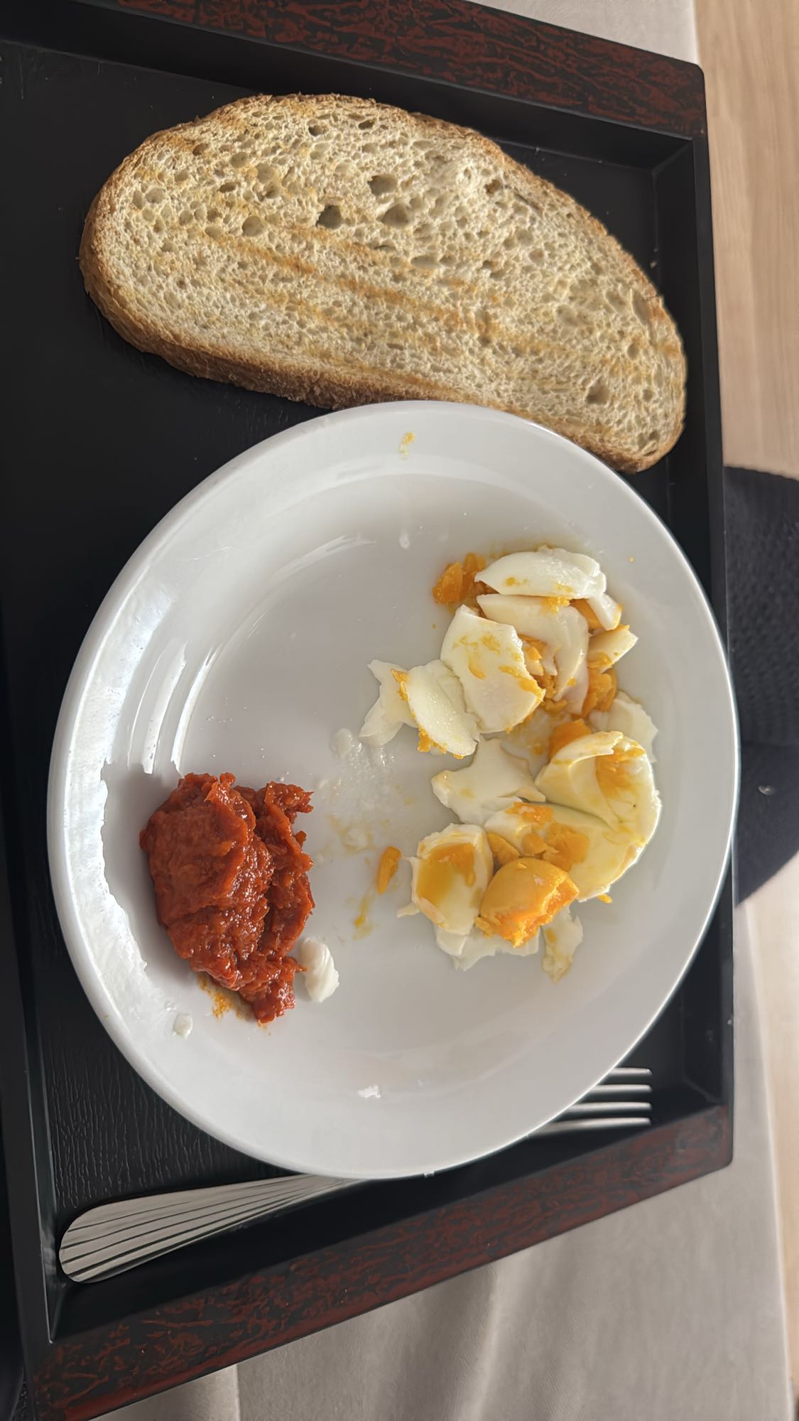 Eggs with bread & paste