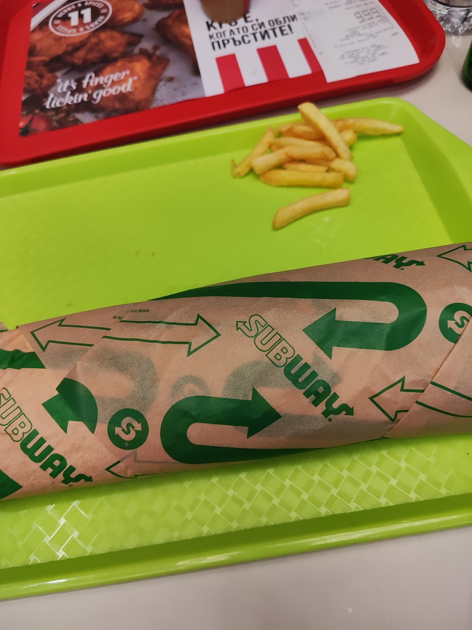 Subway sandwich and fries