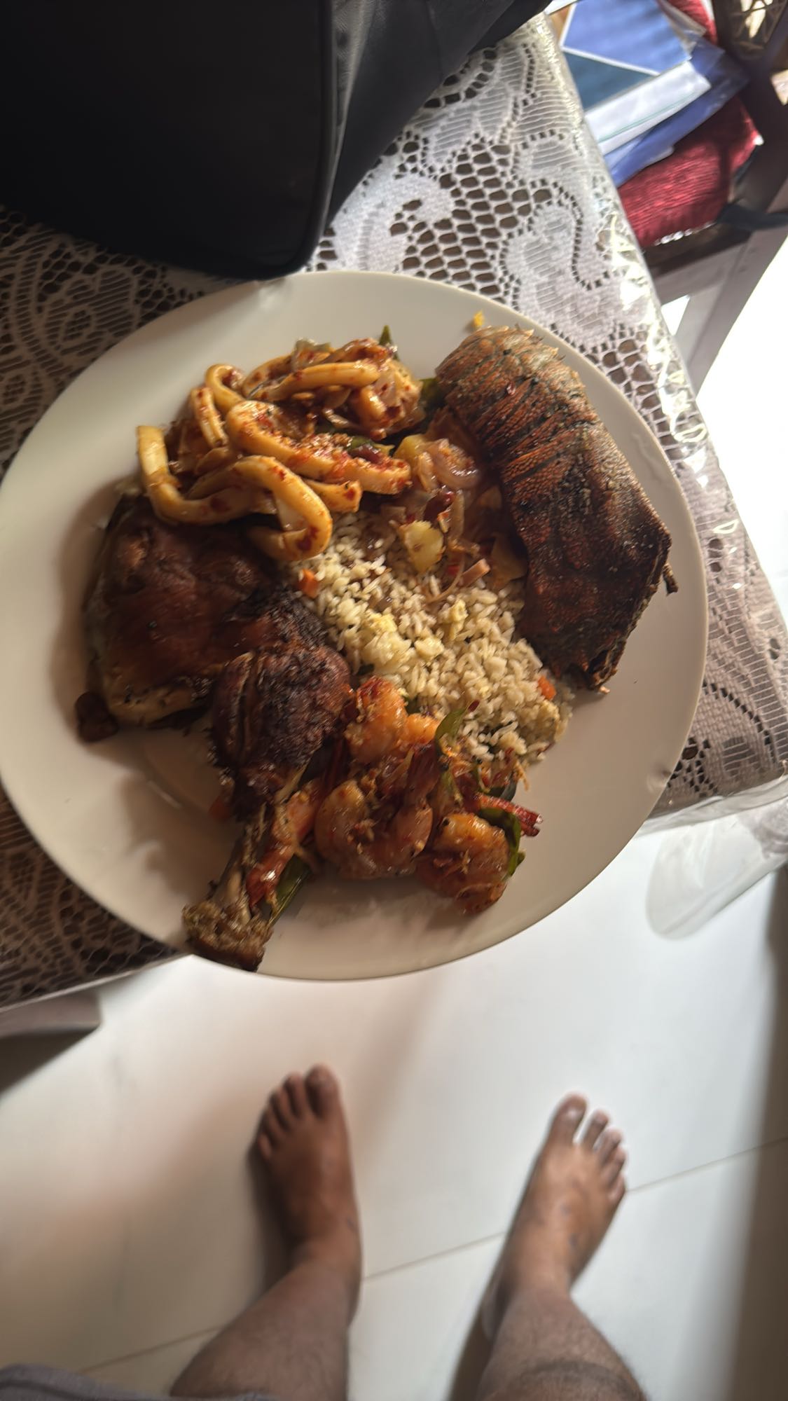 Seafood & Chicken Rice Plate