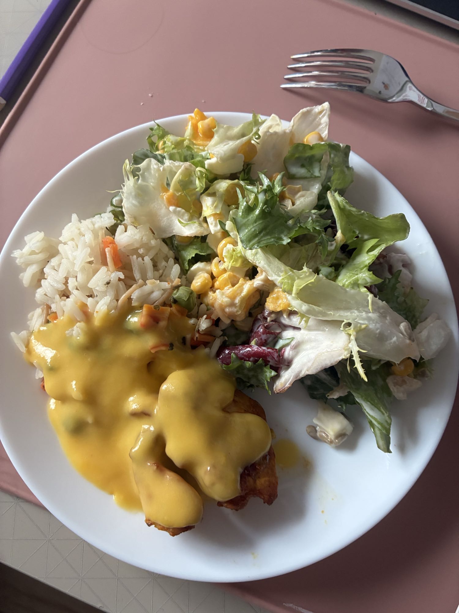 Kurczak z ryżem i sałatką