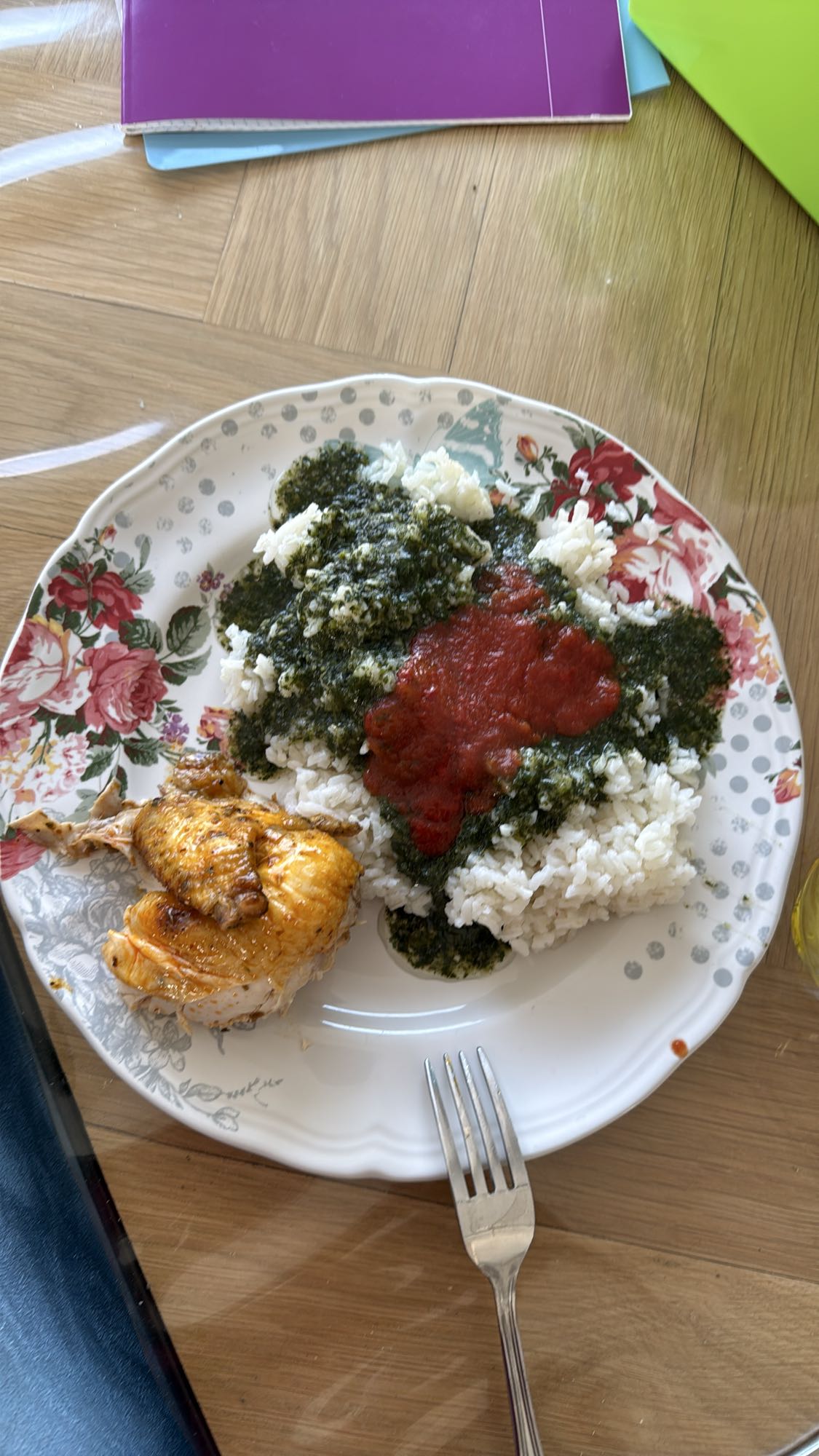 Rice with spinach & chicken