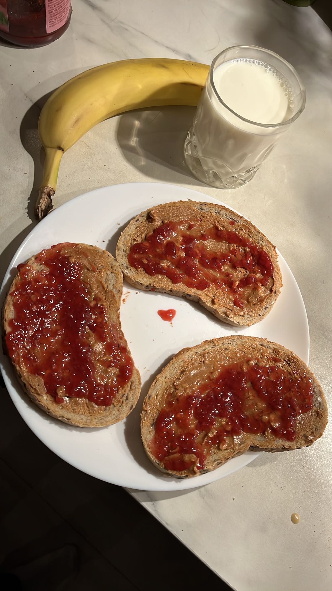 PB&J Toast with Banana & Milk