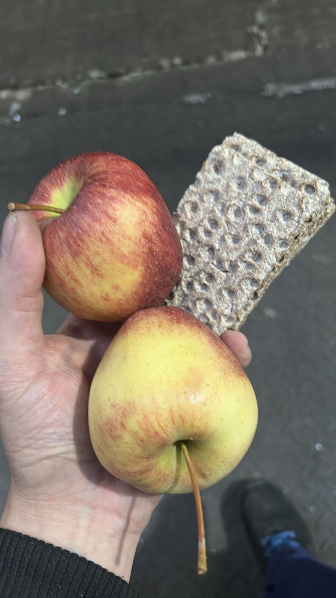 Manzanas y pan crujiente