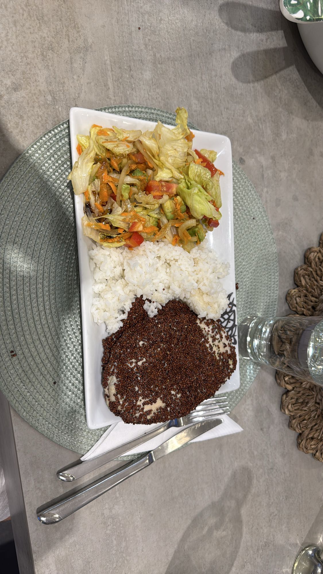 Pollo con arroz y ensalada