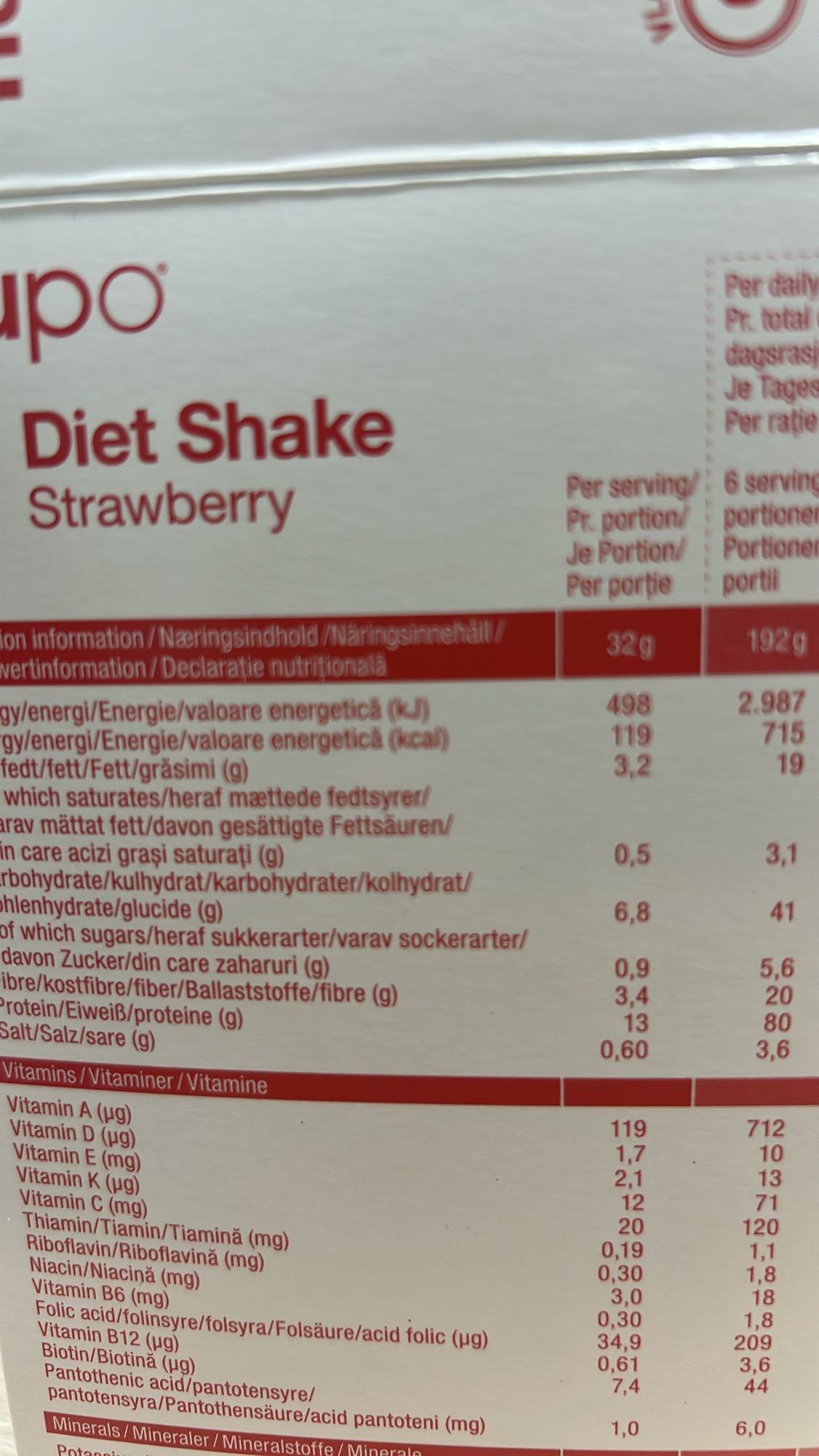 Shake dietetic căpșuni