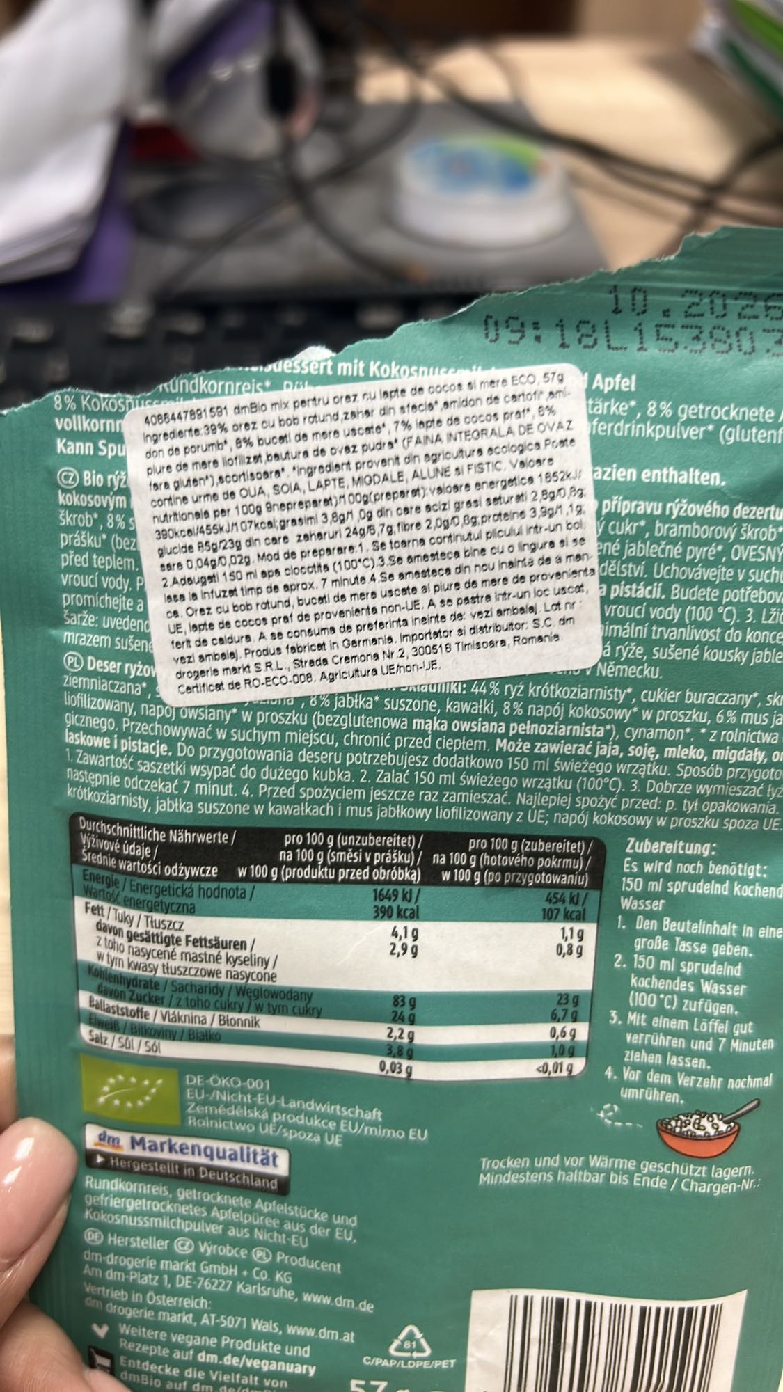 Desert de orez cu mere și cocos