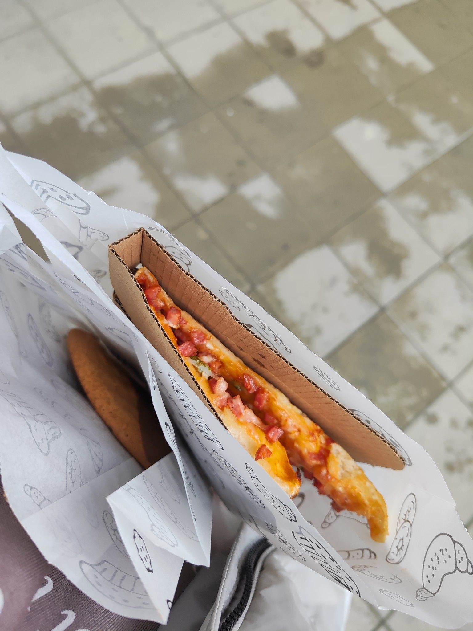 Pizza slice and cookie