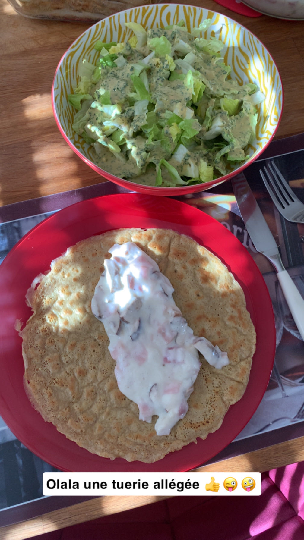Crêpe salée protéinée et salade