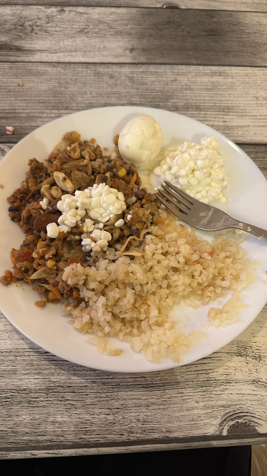 Linsgryta med ris och ägg