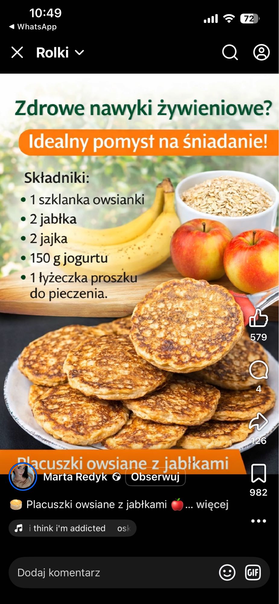 Placki owsiane z jabłkami