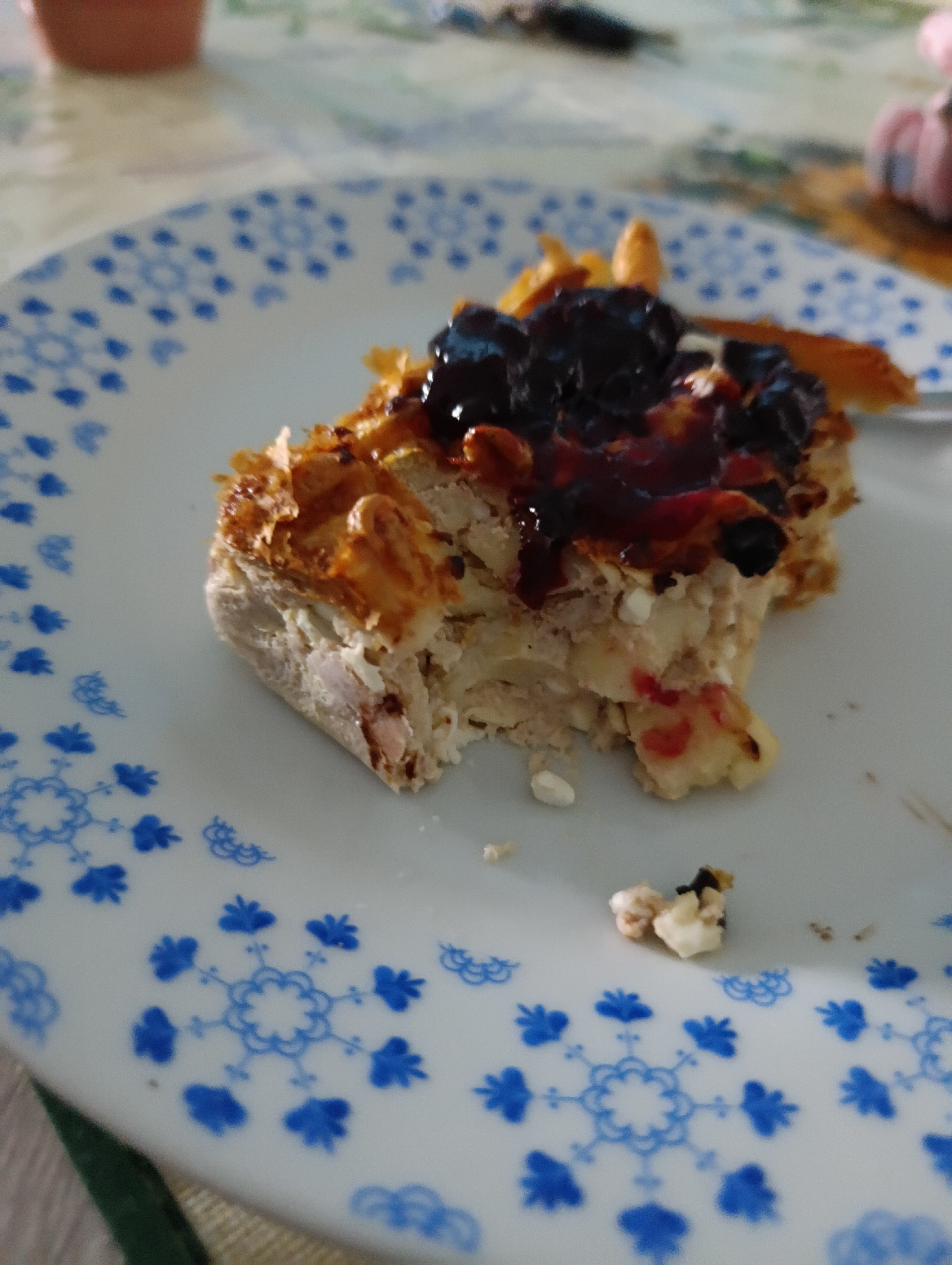 pastel de requesón y frutas