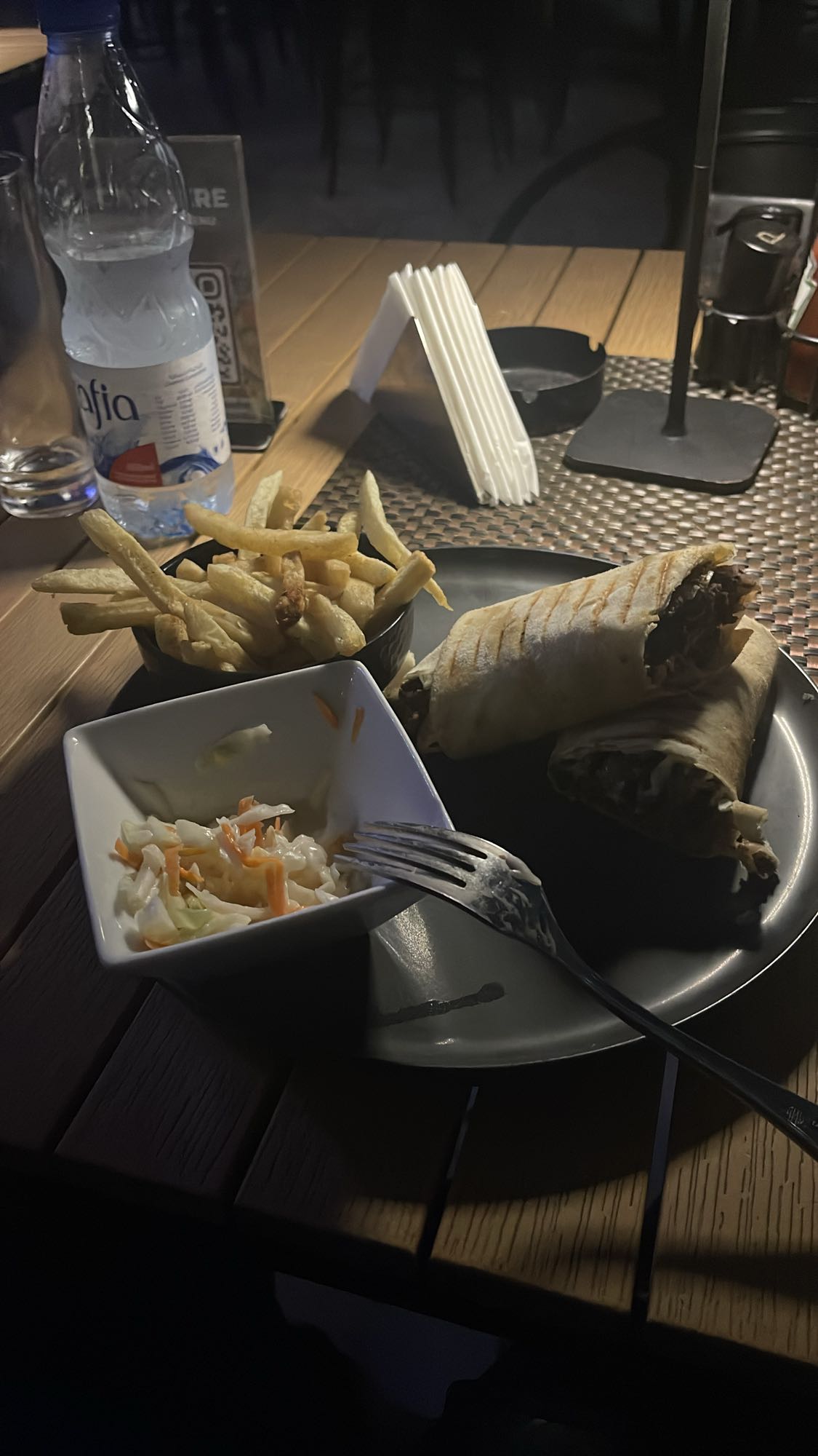 Wrap with fries and slaw