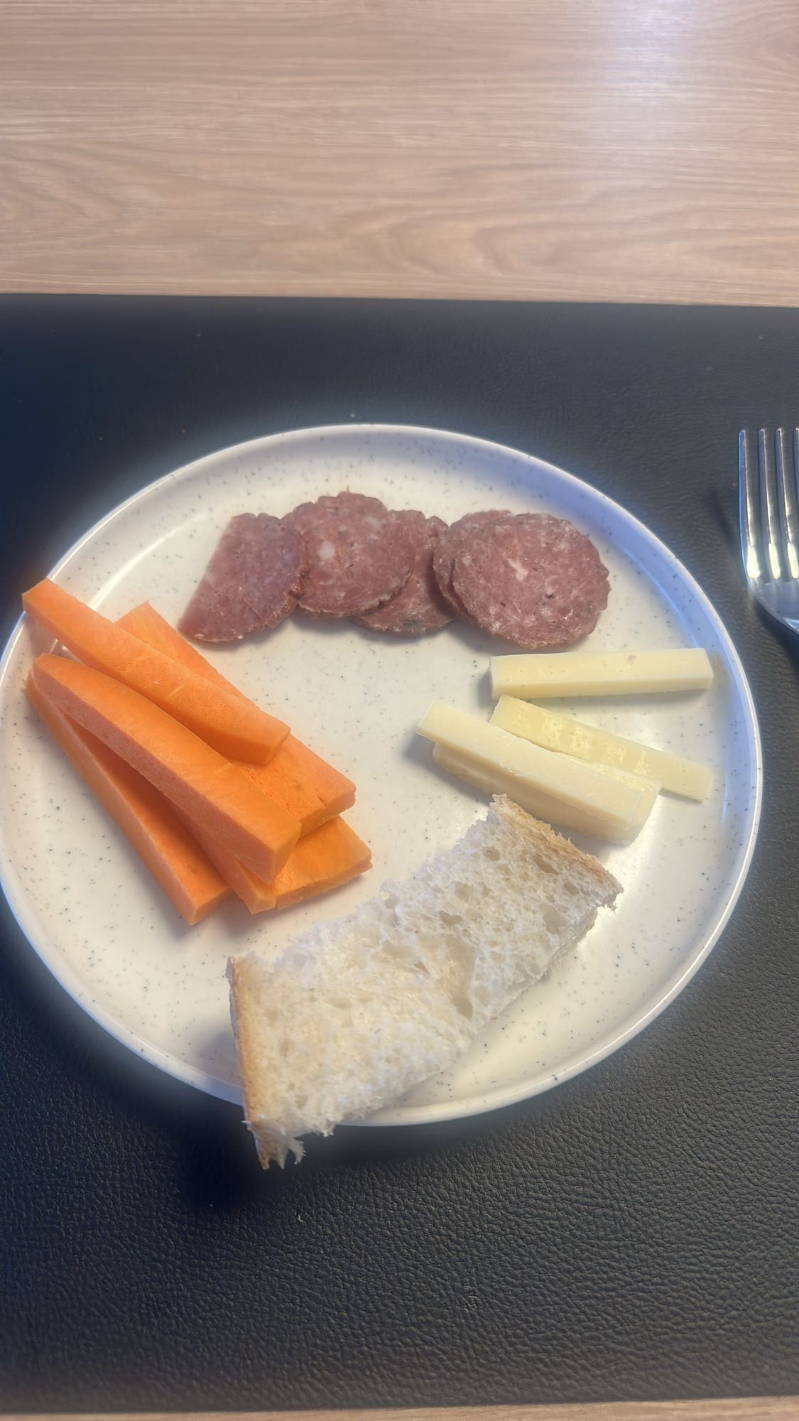 Salami, cheese, bread, carrot