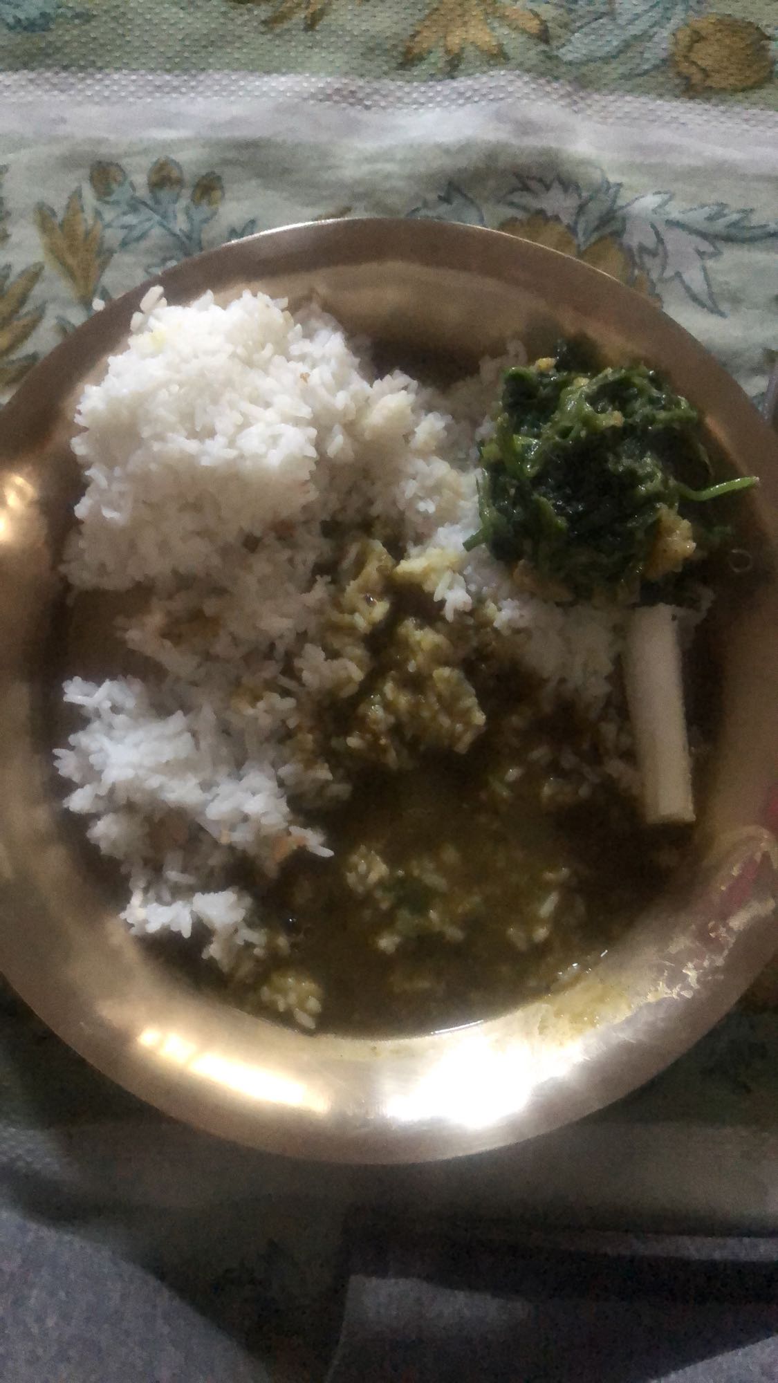 Rice with dal and greens