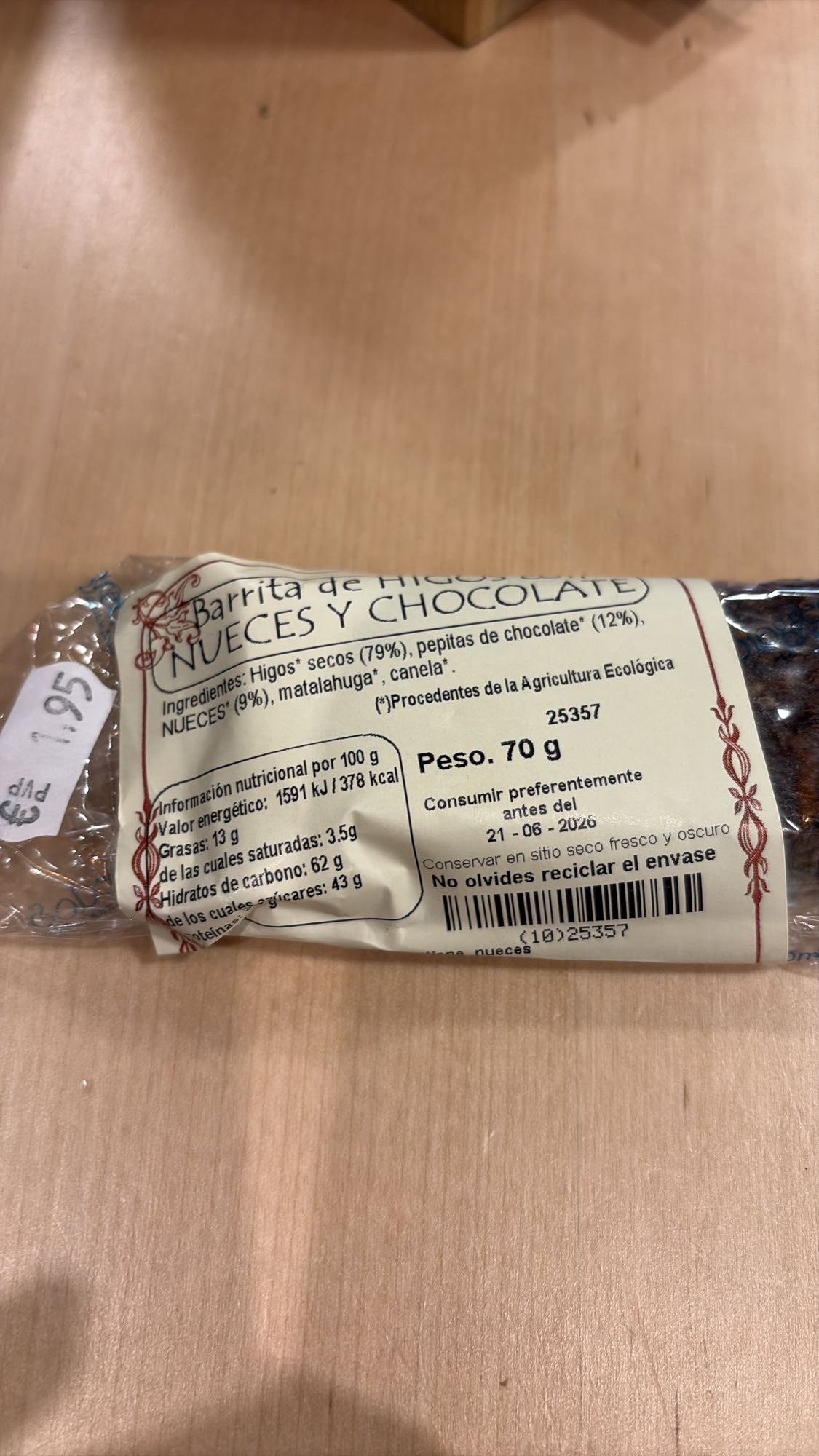 Barrita higos nueces chocolate