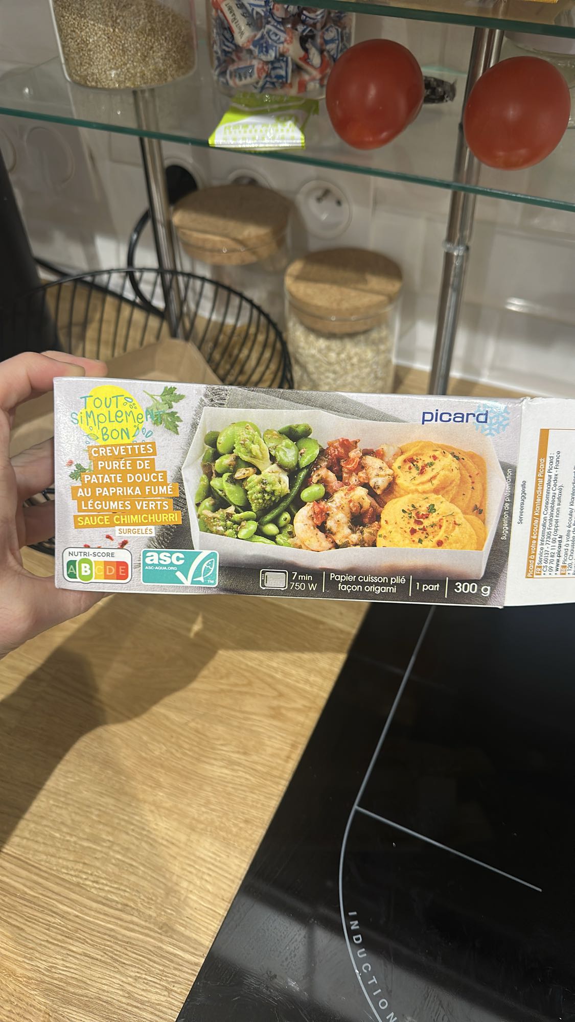 Crevettes patate douce légumes verts