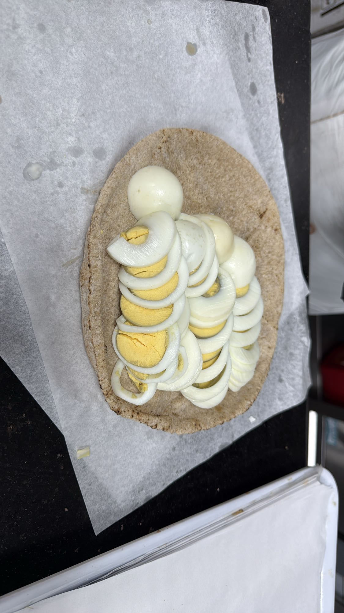 Egg and onion wrap