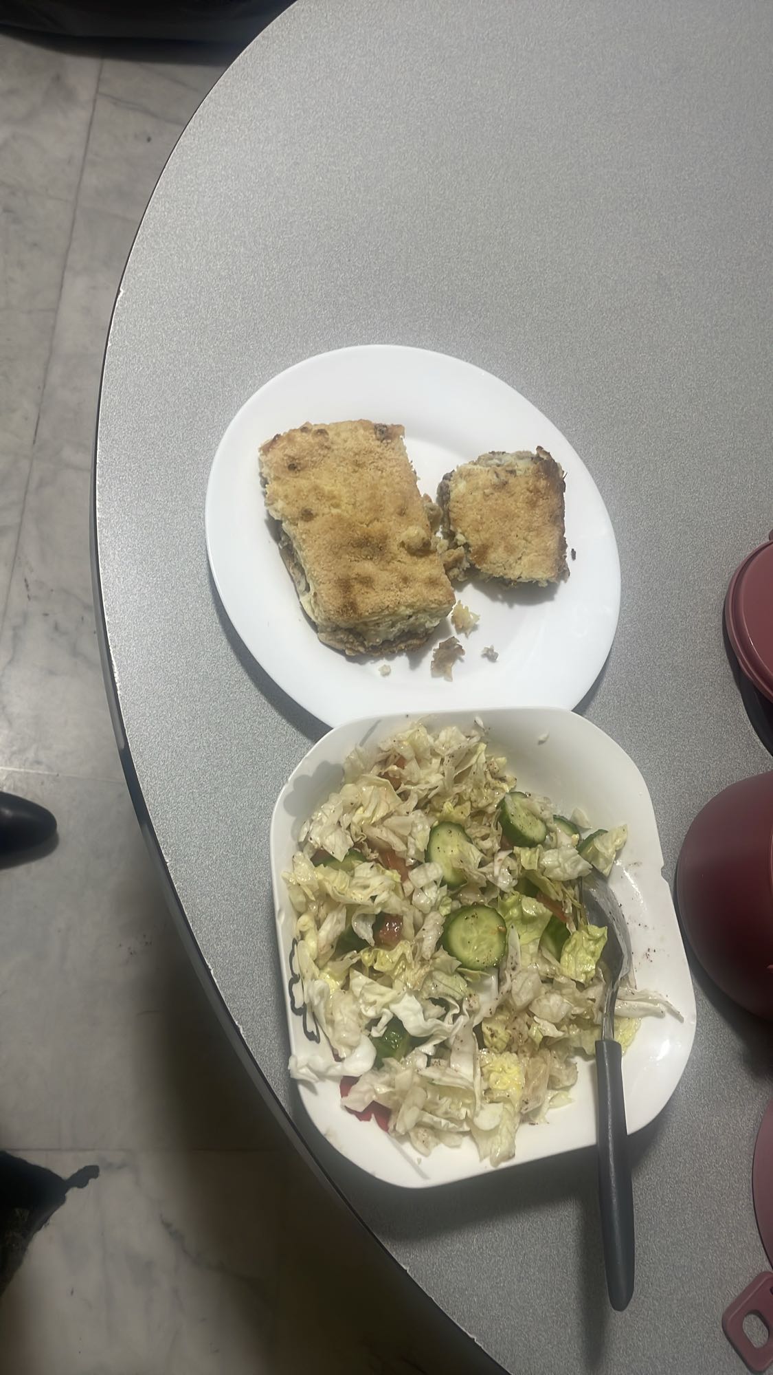 Vegetable pie and salad