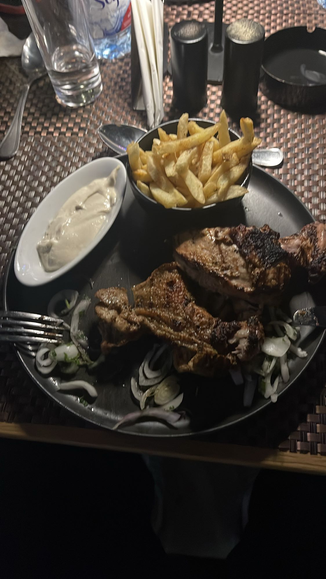 Grilled chicken with fries