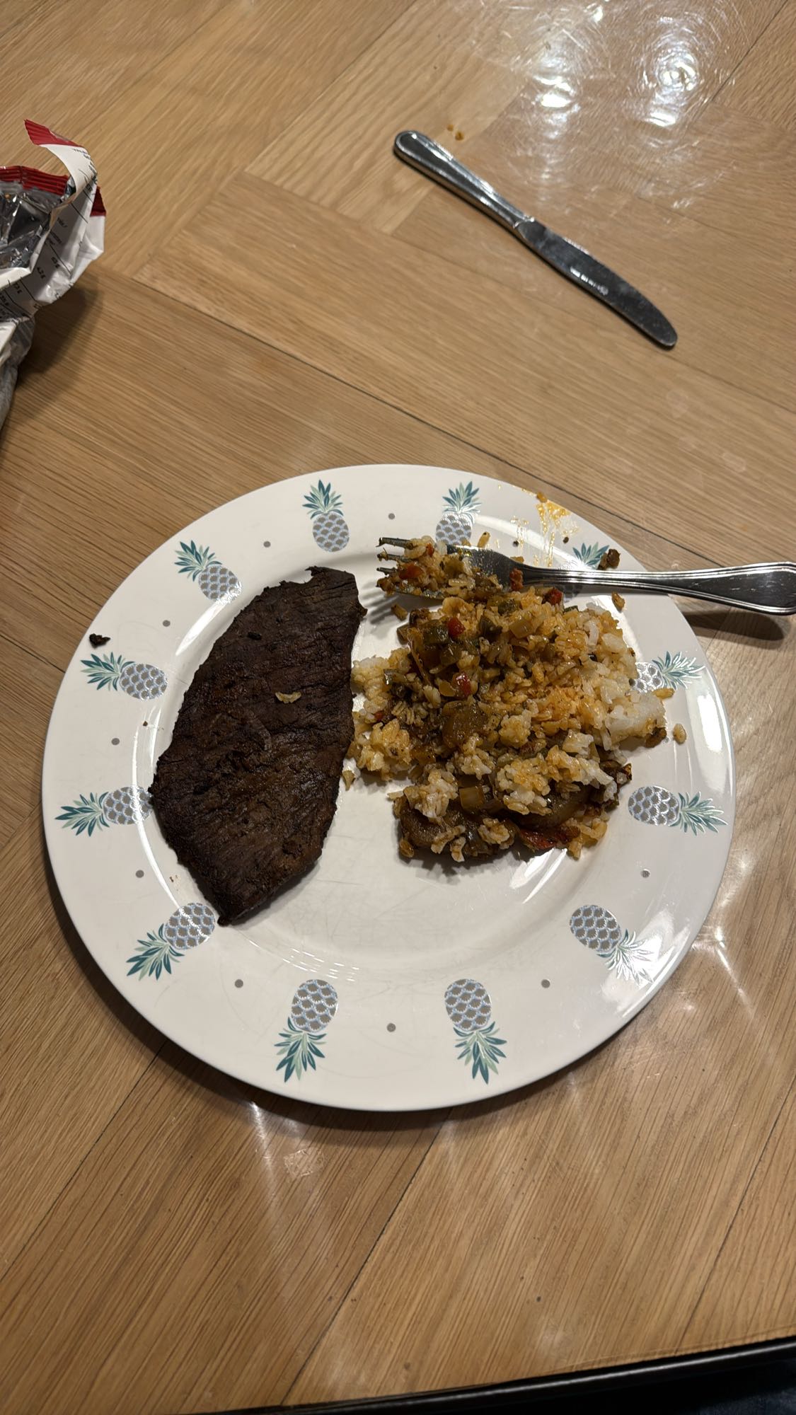 Steak with rice and veggies