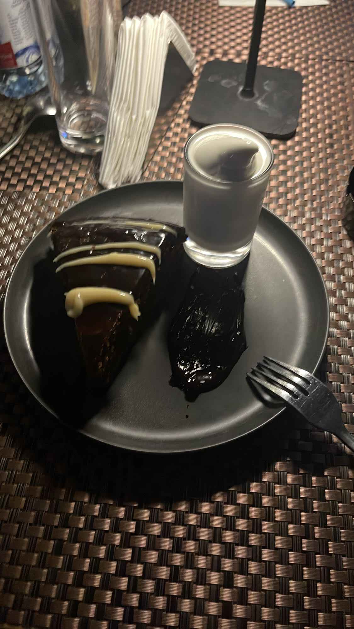 Chocolate cake with milk