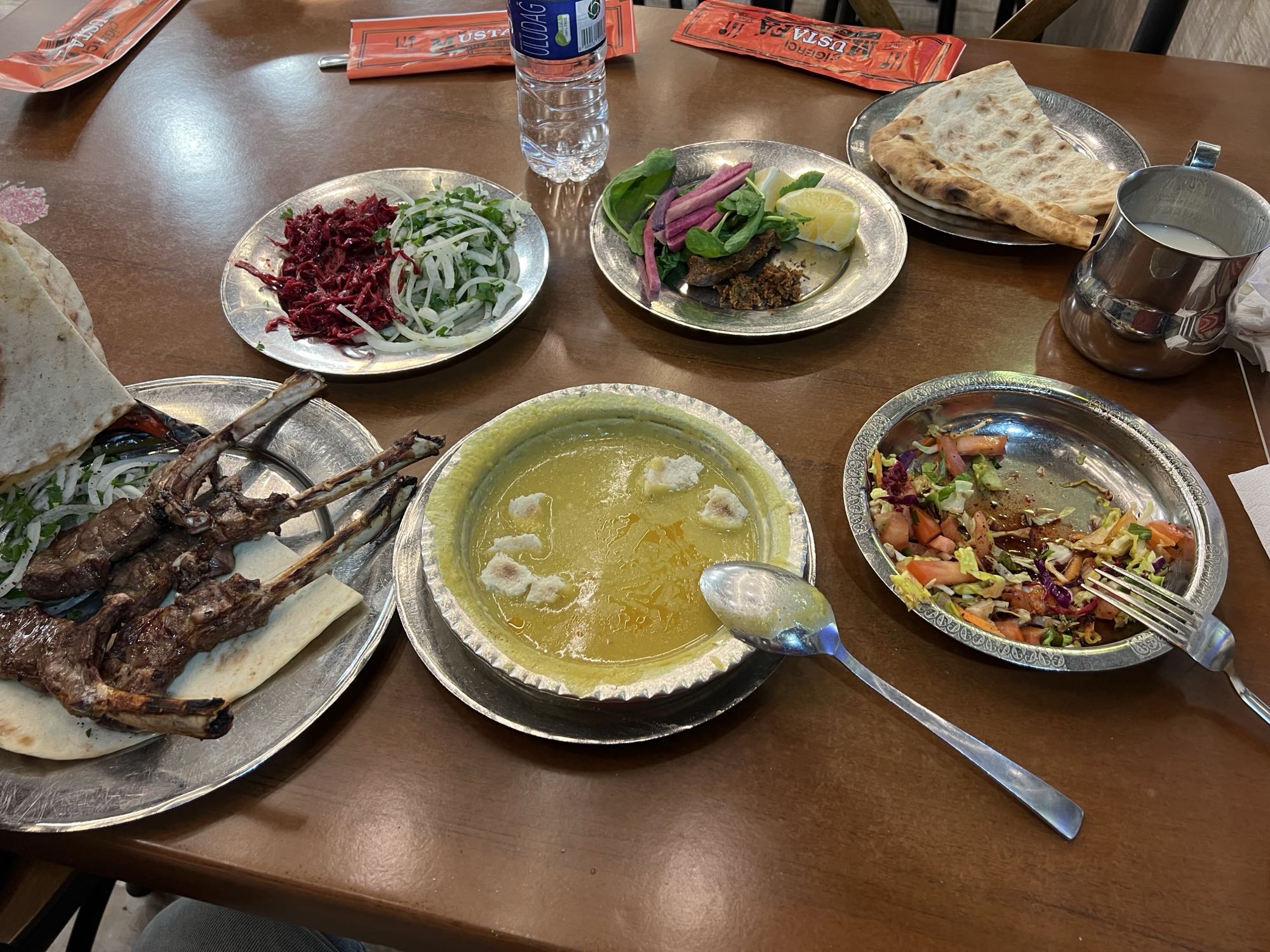 Lamb Chops with Soup, Salad, Ayran and Cig Kofte