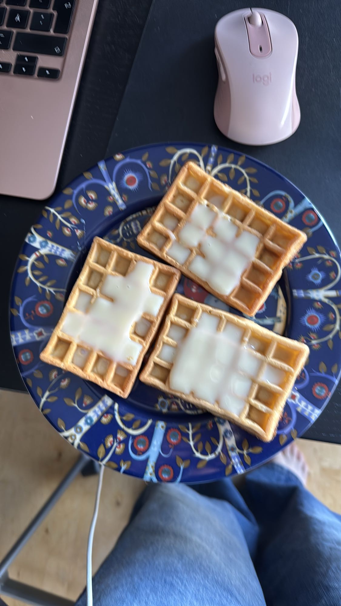 Waffles with condensed milk