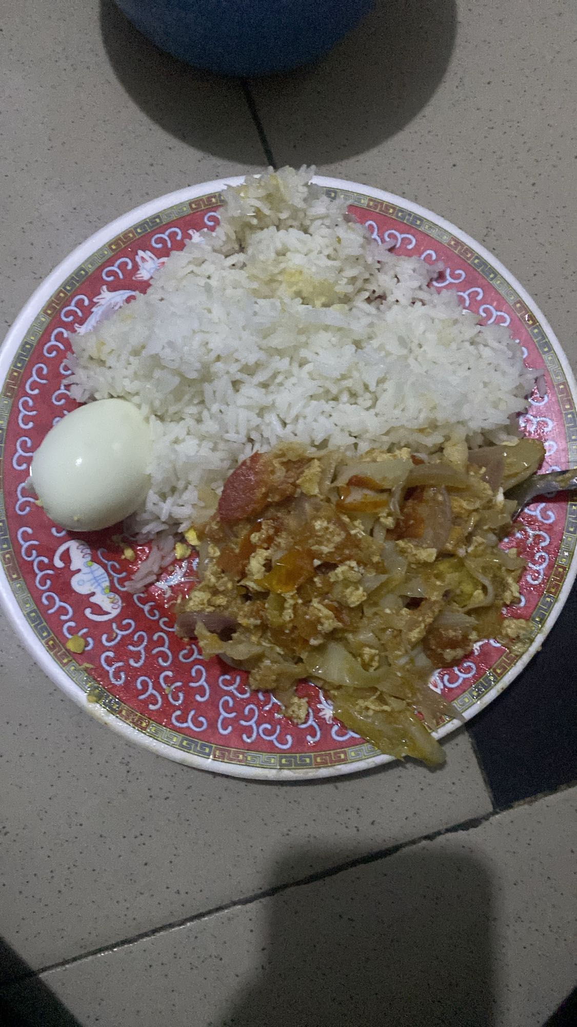 Rice with egg and veggies