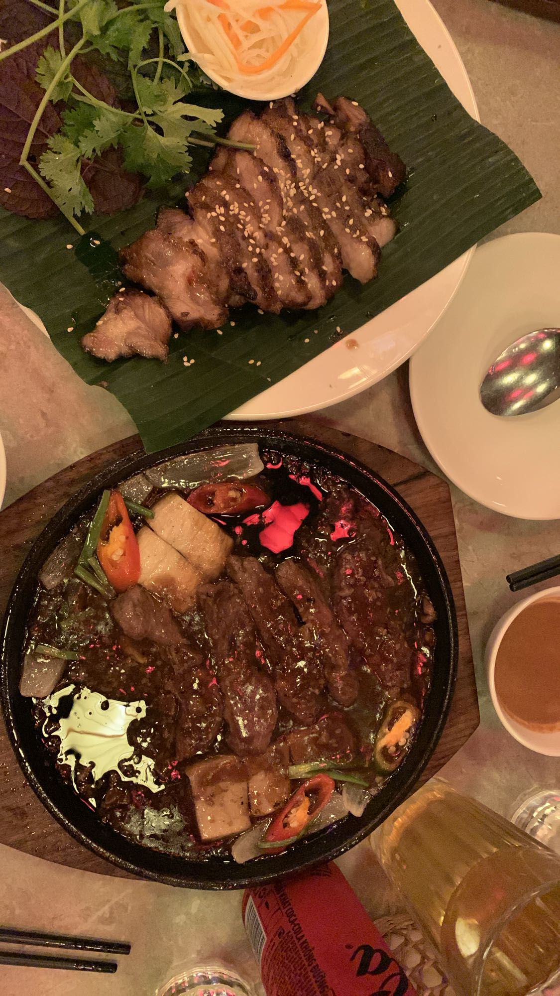 Grilled pork & beef hotplate